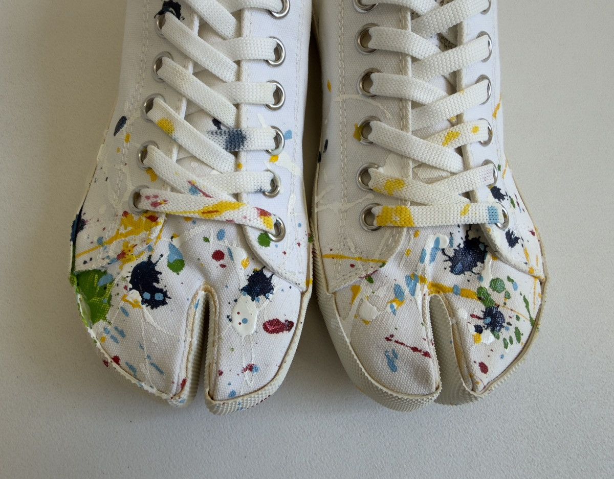 Maison Margiela S/S 19 ‘Paint Splat’ Canvas Tabi Sneakers Size US 7 / IT 37 - 7 Thumbnail
