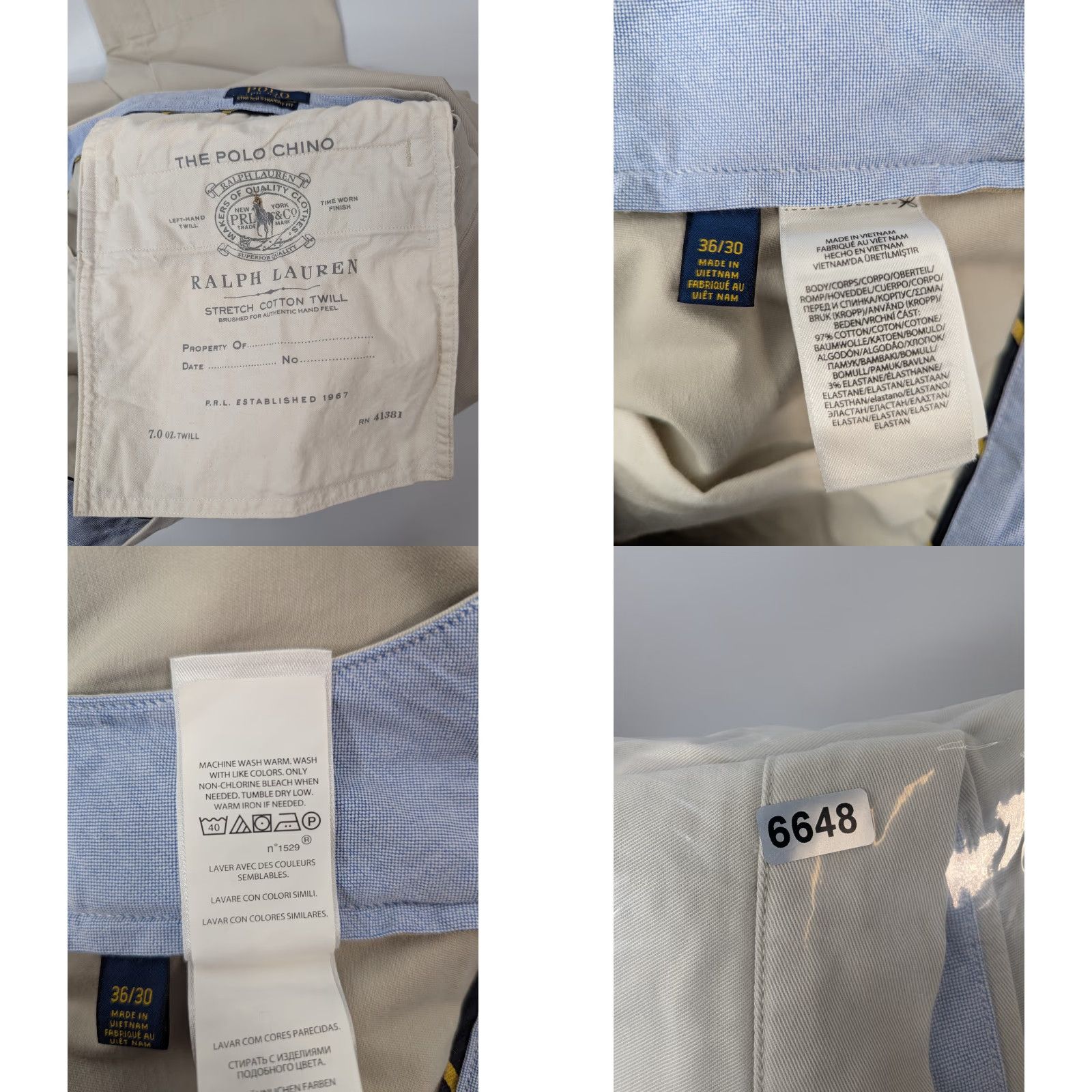 Polo Ralph Lauren Polo Ralph Lauren Pants Mens 36x30 Beige Khaki Chino Straight Fit Stretch Pocket Zipper Button Logo Casual Formal Business City Preppy Mens Size US M / EU 48-50 / 2 - 9 Thumbnail