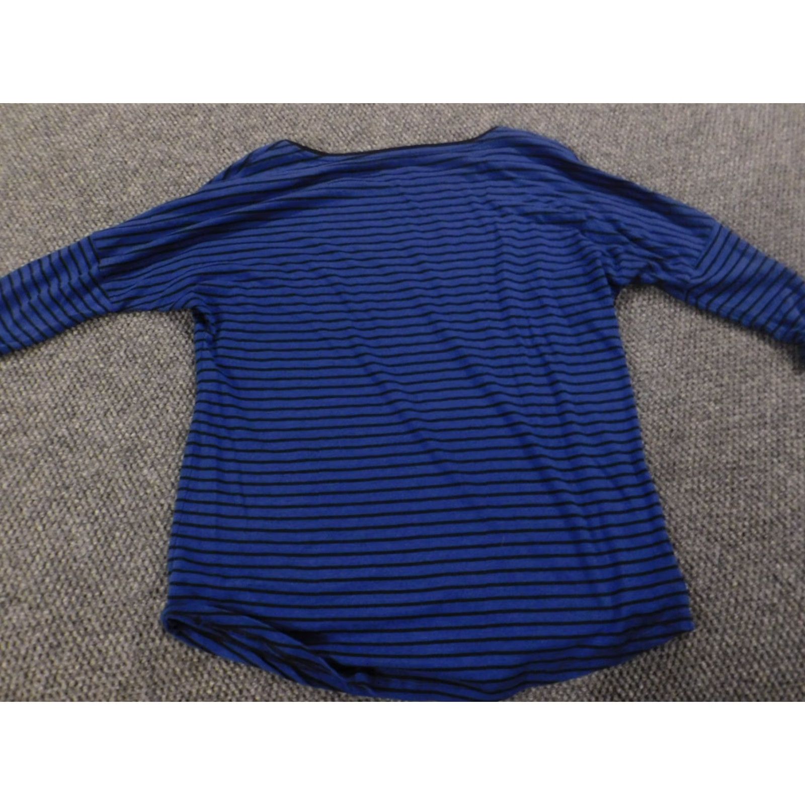 Ann Taylor Ann Taylor Blouse Shirt Womens M Blue Striped Crew Neck Pullover Casual Cotton Down Regular Button Size M / US 6-8 / IT 42-44 - 7 Thumbnail