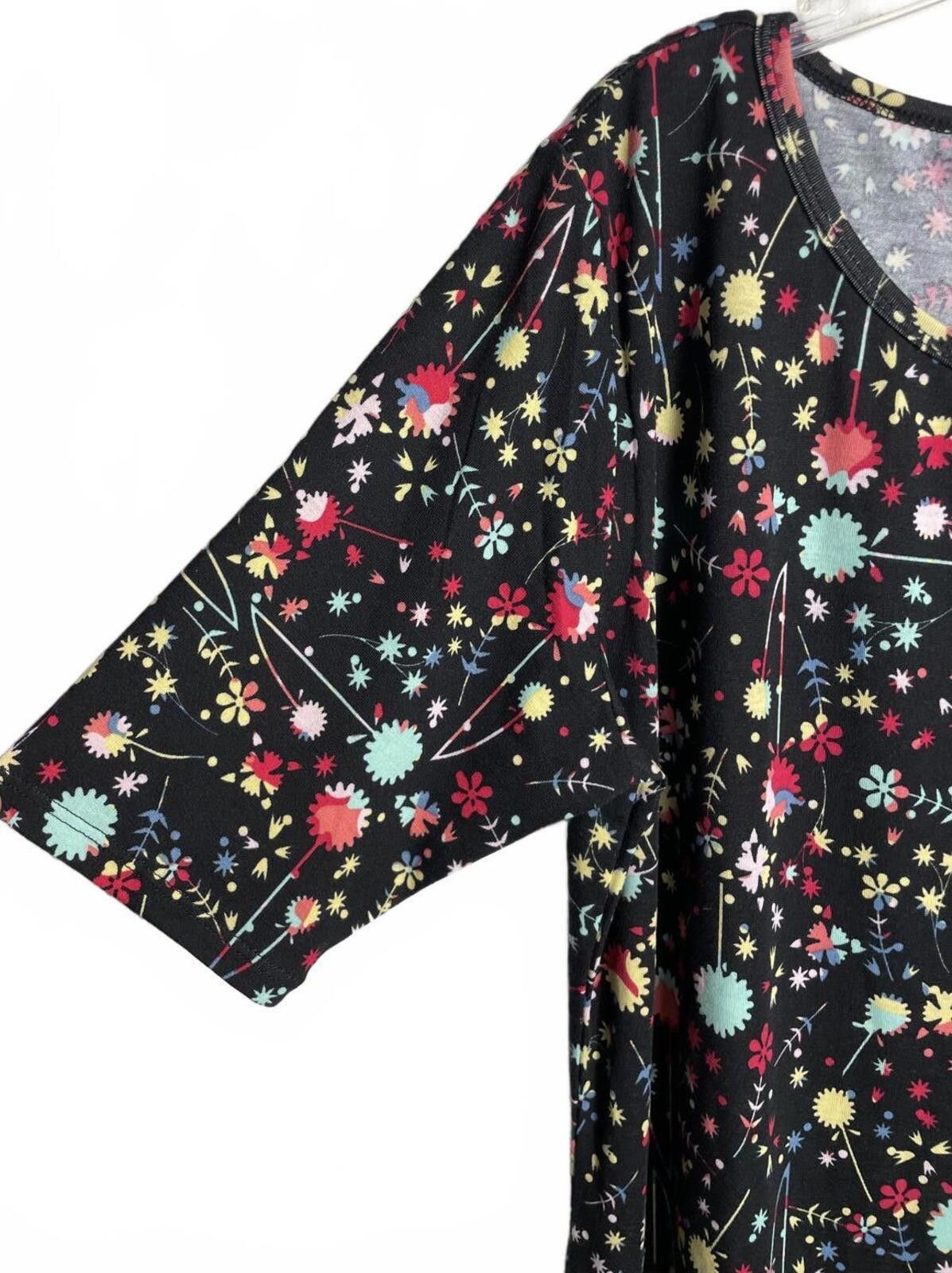Other LuLaRoe Julia Tee Shirt Dress Tunic Women's XL Black Floral Size XL / US 12-14 / IT 48-50 - 7 Thumbnail