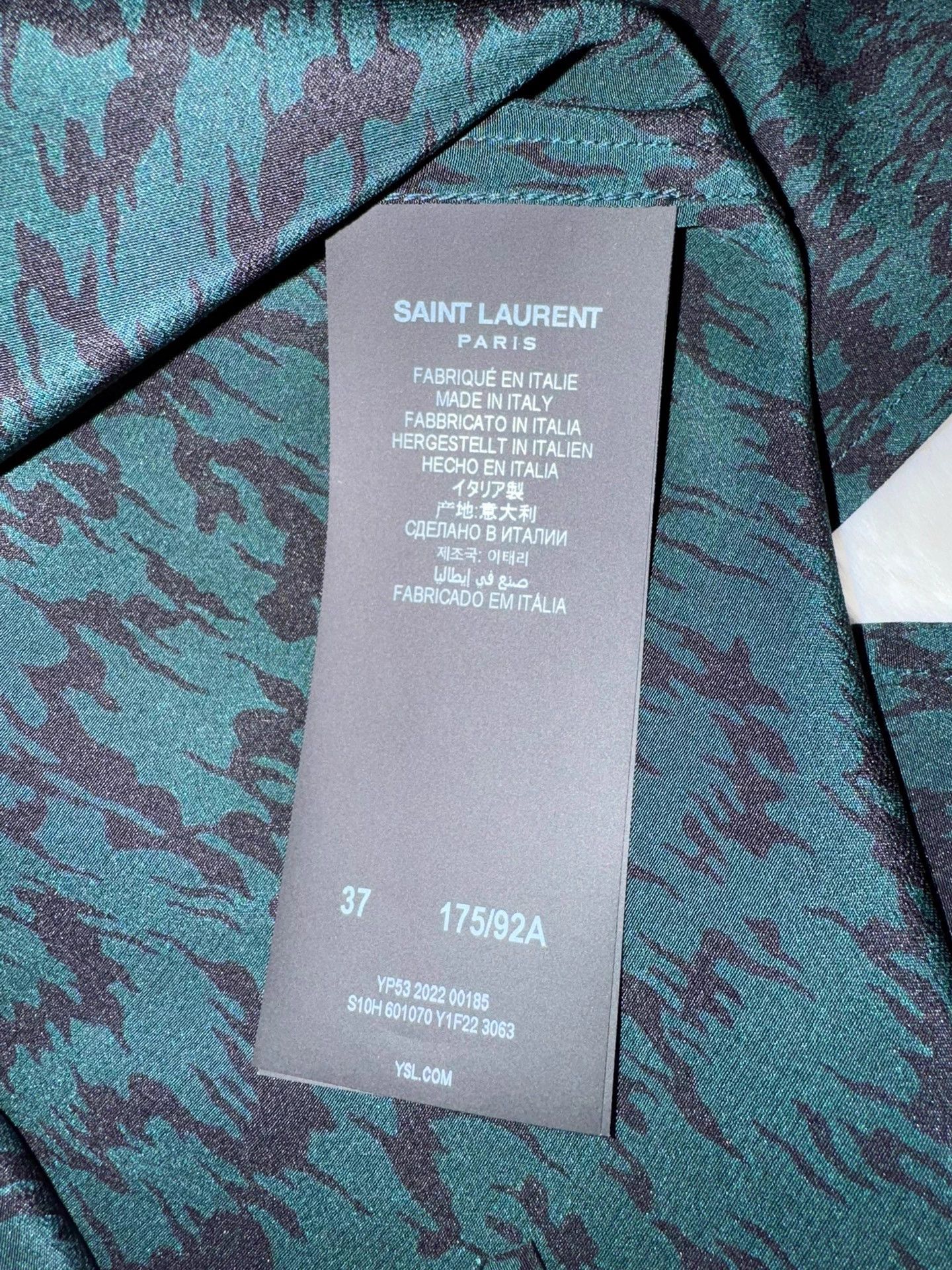 Saint Laurent Paris SLP silk mens emerald green 37 shirt new tags Size US S / EU 44-46 / 1 - 5 Thumbnail