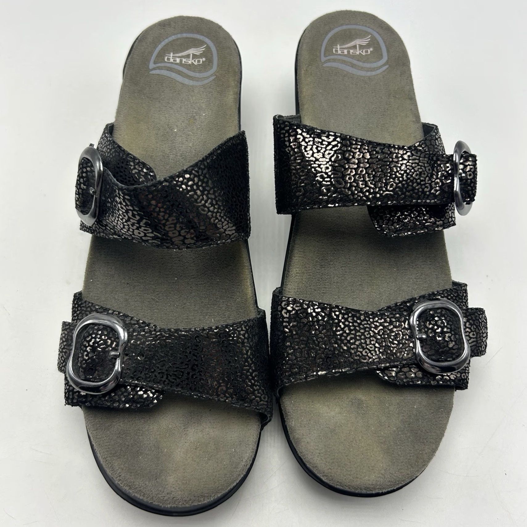 Dansko Dansko Sandals Womens 10.5 Sophie Two Strap Metallic Python Print Wedge Read Size US 11 / IT 41 - 4 Thumbnail
