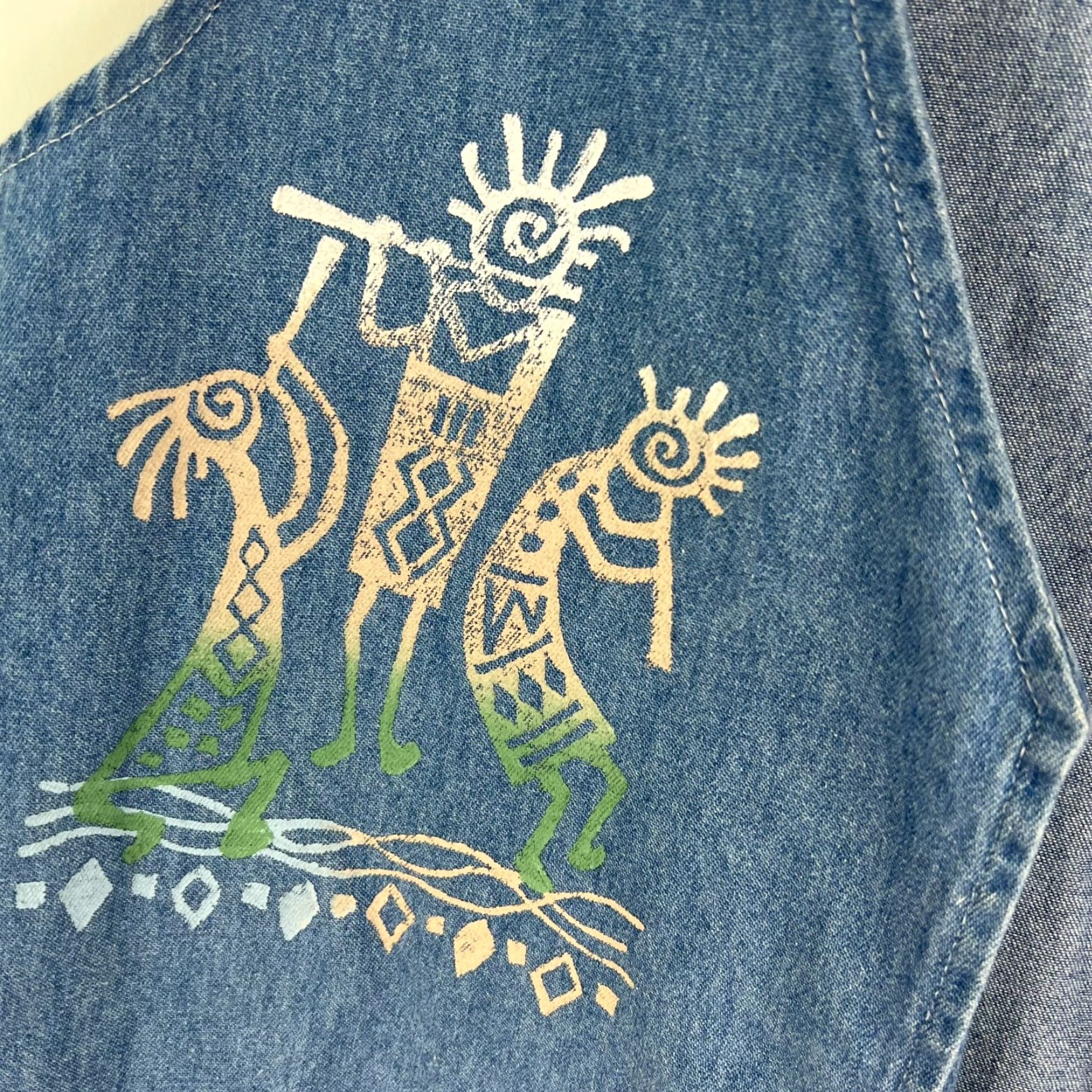 Denime VINTAGE Bridge Southwestern Denim Vest Women S Blue Open Front Size S / US 4 / IT 40 - 2 Thumbnail
