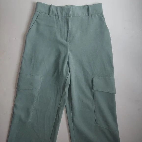 Zara Zara Soft Cargo Pants Side Pockets Mint Straight Wide XS Size 25" / US 0 / IT 36 - 6 Thumbnail