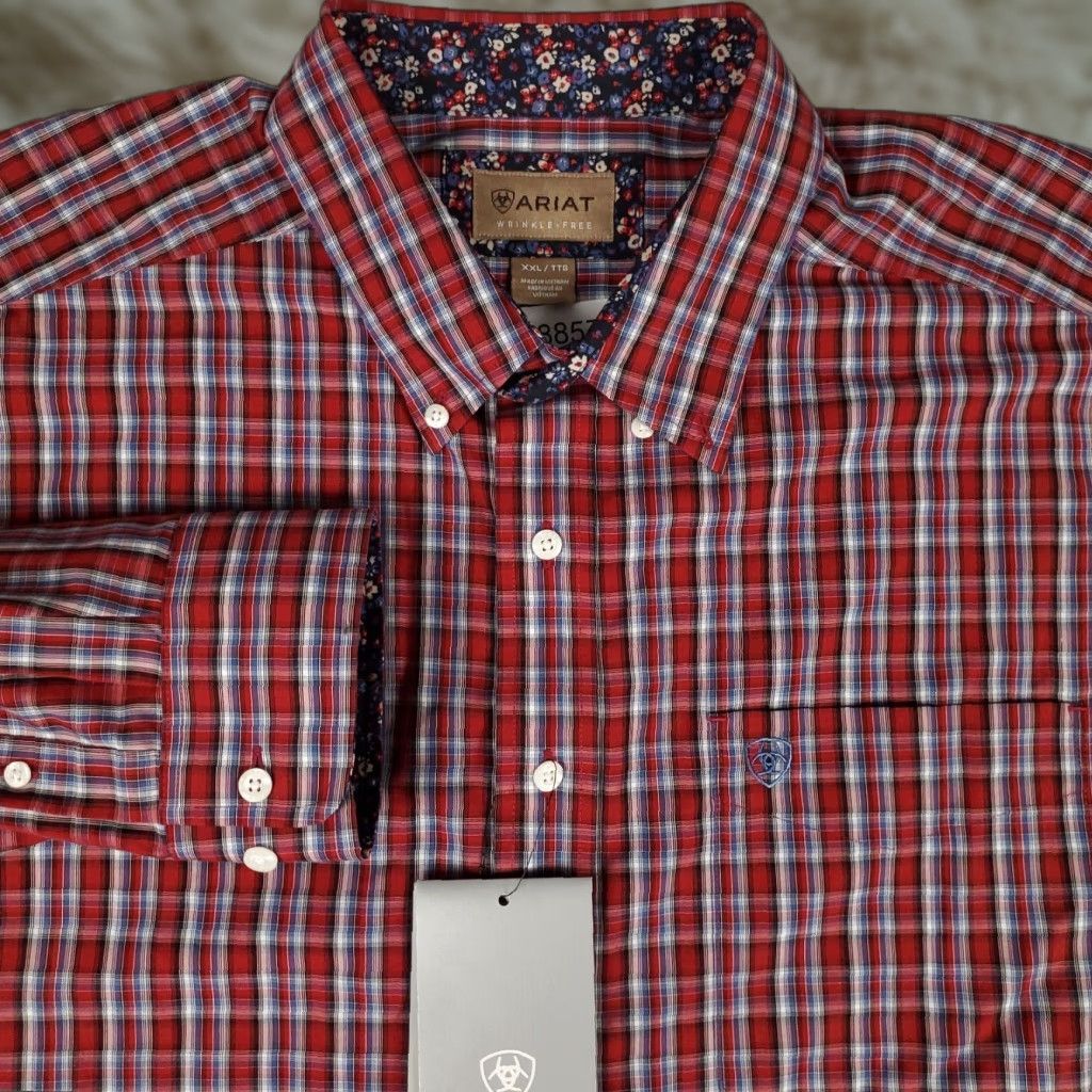 Ariat Ariat Shirt Mens 2XL Red Plaid Button-Up Long Sleeve Casual Size US XXL / EU 58 / 5 - 1 Thumbnail