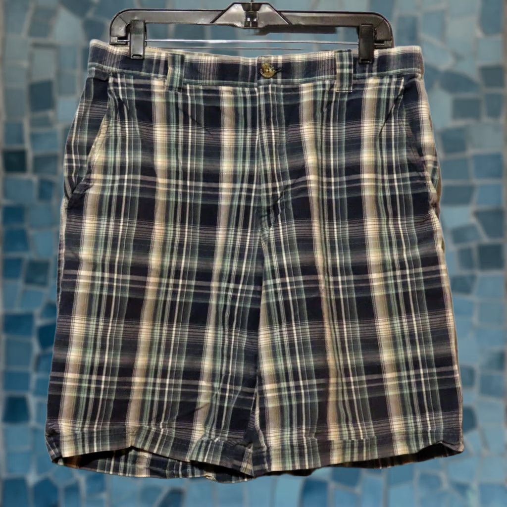 Vintage Columbia Shorts Men Size 34 Blue Green Plaid Flat Front Bermuda Casual UV Protect Breathable Lightweight Cotton 9in Inseam Regular Fit Size US 34 / EU 50 - 1 Thumbnail