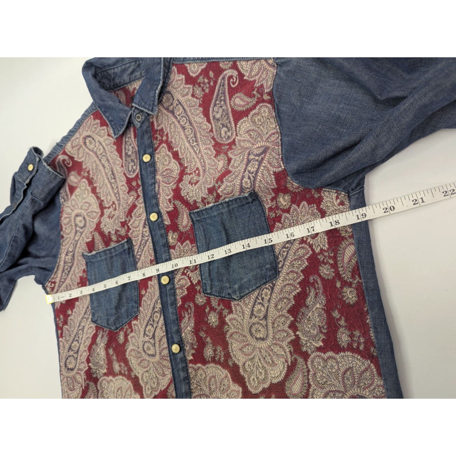 Zara Zara Shirt Men Denim Blue Paisley Long Sleeve Button-Up Slim Fit M Snap Collar Casual Travel Western Pattern Paisley Tapestry Size US M / EU 48-50 / 2 - 7 Thumbnail