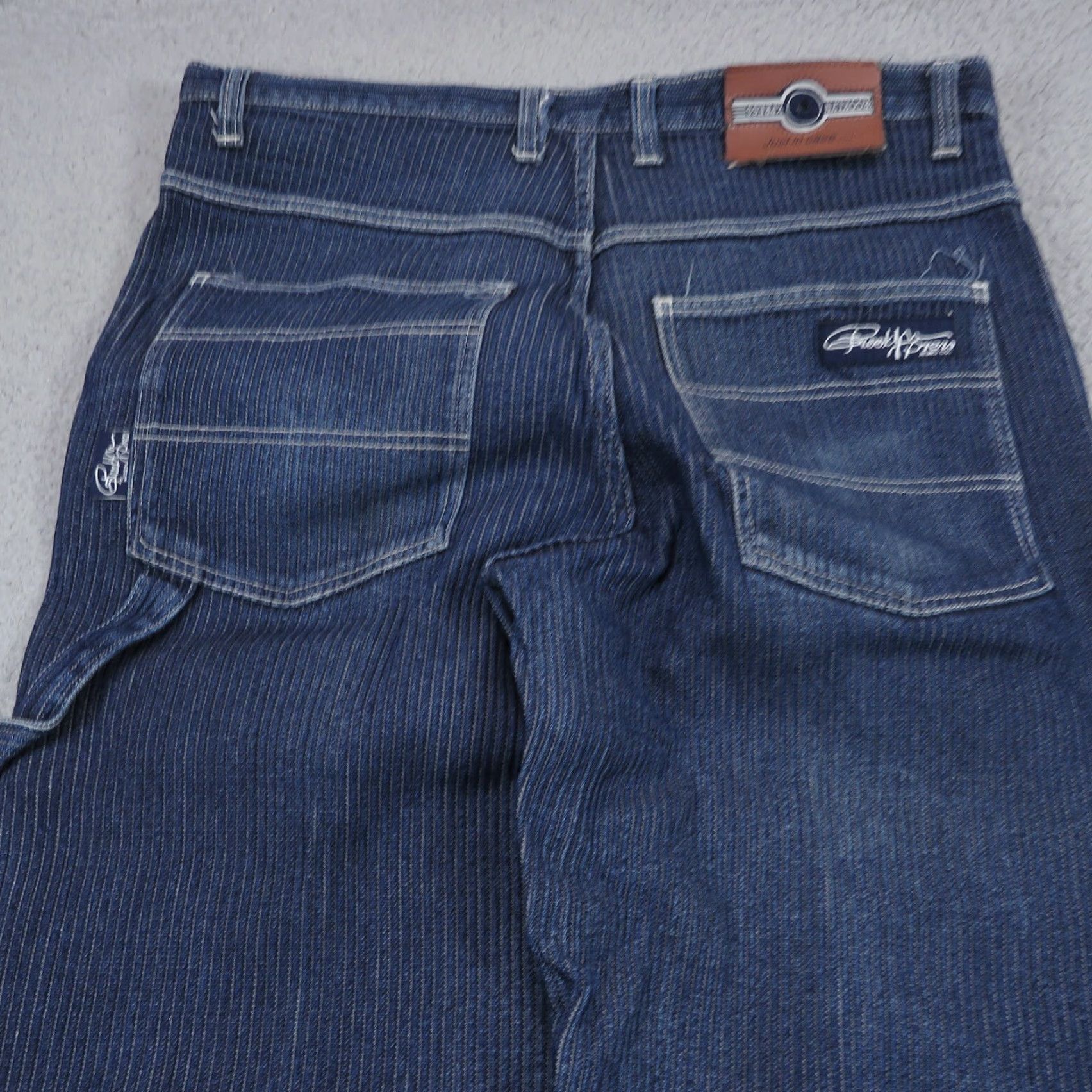 Express VTG Brooklyn Xpress Jeans 38x32 Baggy Y2K Carpenter Skater High Rise Striped Denim 5-Pocket Mens Jeans Size US 38 / EU 54 - 4 Thumbnail