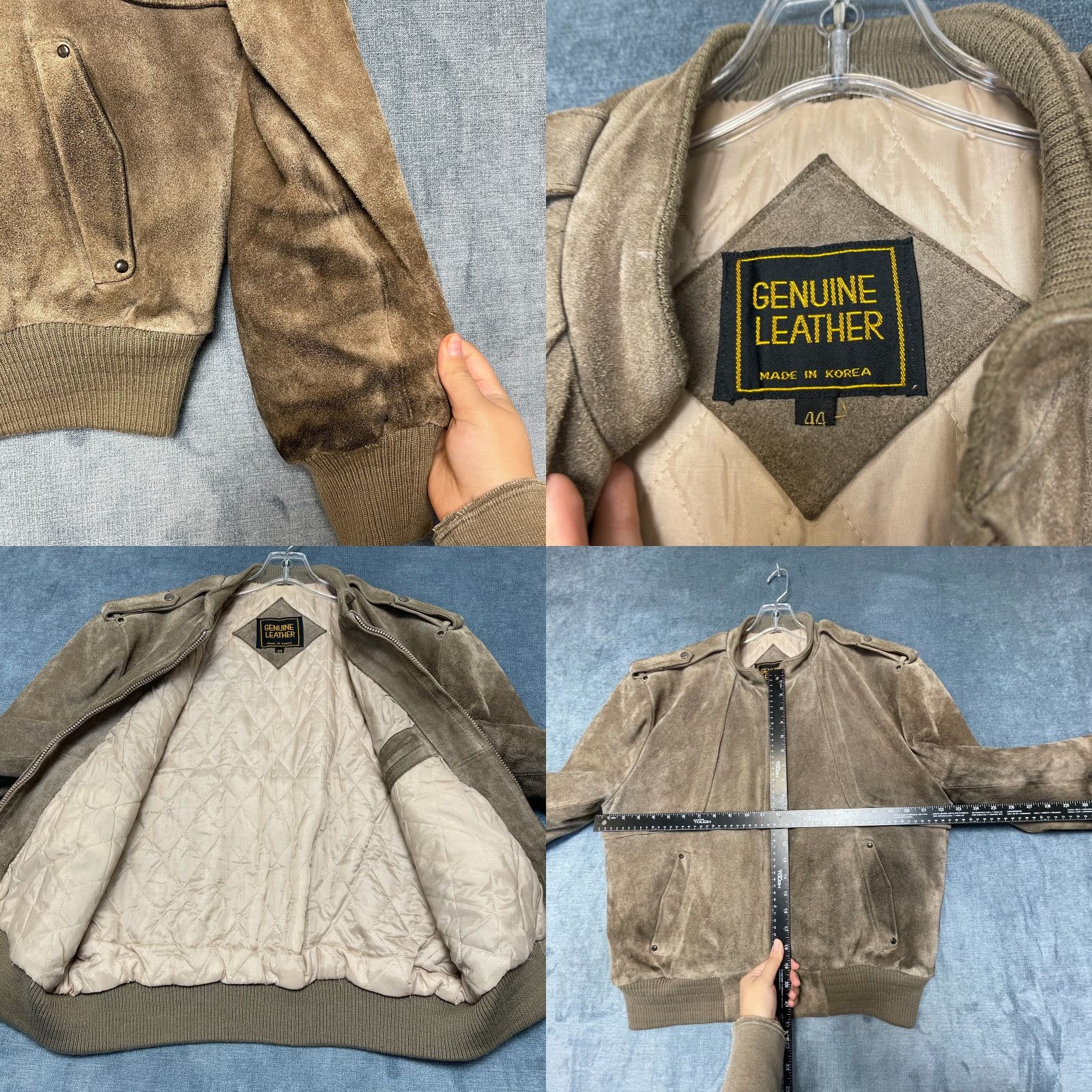 Vintage VINTAGE Genuine Leather Jacket Mens 44 Beige Bomber Suede Quilt Lined Leather Jacket Mens Beige Bomber Suede Quilt Lined Vintage Size US S / EU 44-46 / 1 - 8 Thumbnail