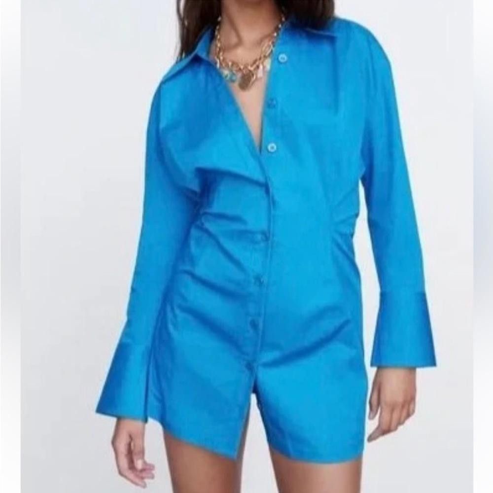 Zara Zara l Blue Raw Hem Shirt Dress Medium Size M / US 6-8 / IT 42-44 - 9 Thumbnail