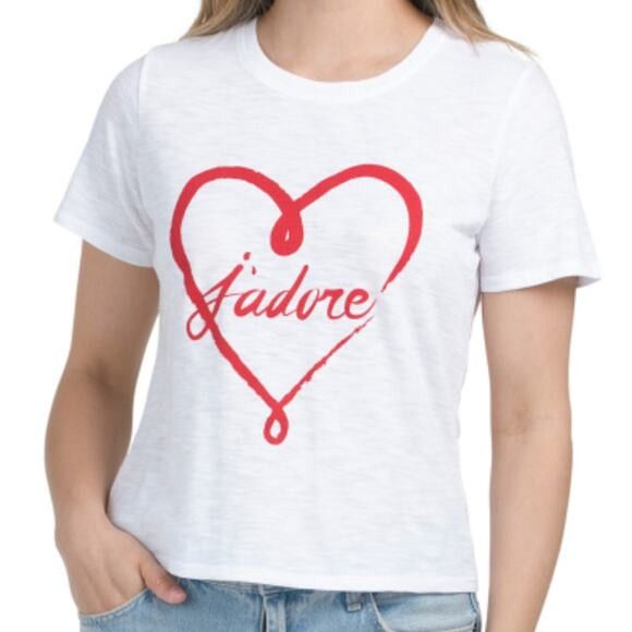 Cinq a Sept Cinq à Sept J'adore Heart Shrunken Tee M Size M / US 6-8 / IT 42-44 - 1 Thumbnail
