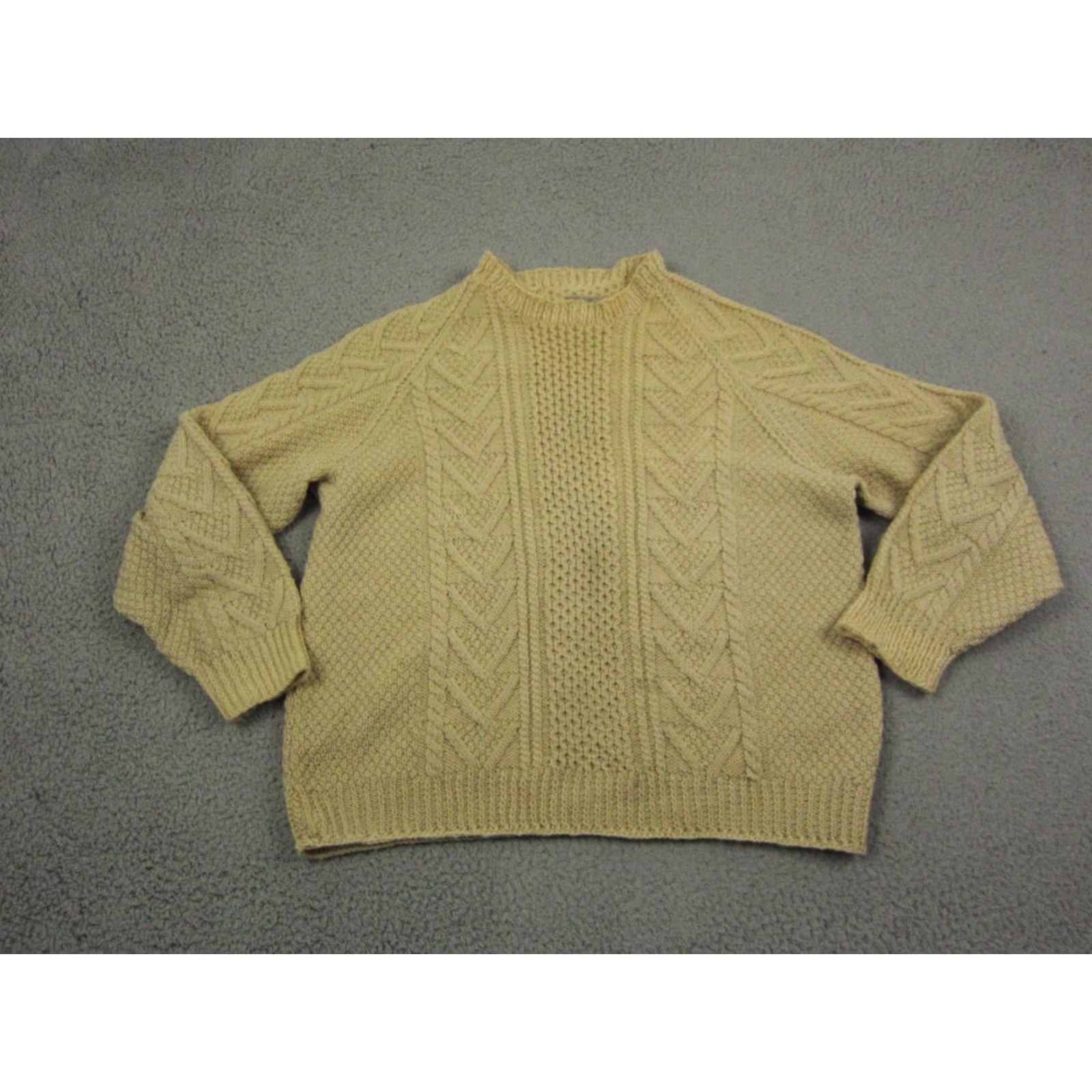 Vintage VINTAGE Mens 44 Brown Wool Cable-Knit Sweater Cardigan 50s 60s True Vintage Crew Neck Size US XXL / EU 58 / 5 - 2 Thumbnail