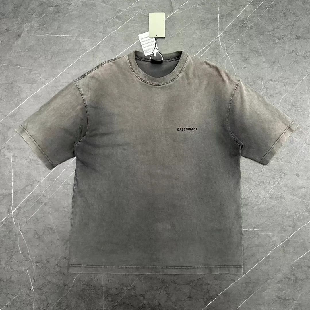 Balenciaga front and back logo washed and worn short sleeves