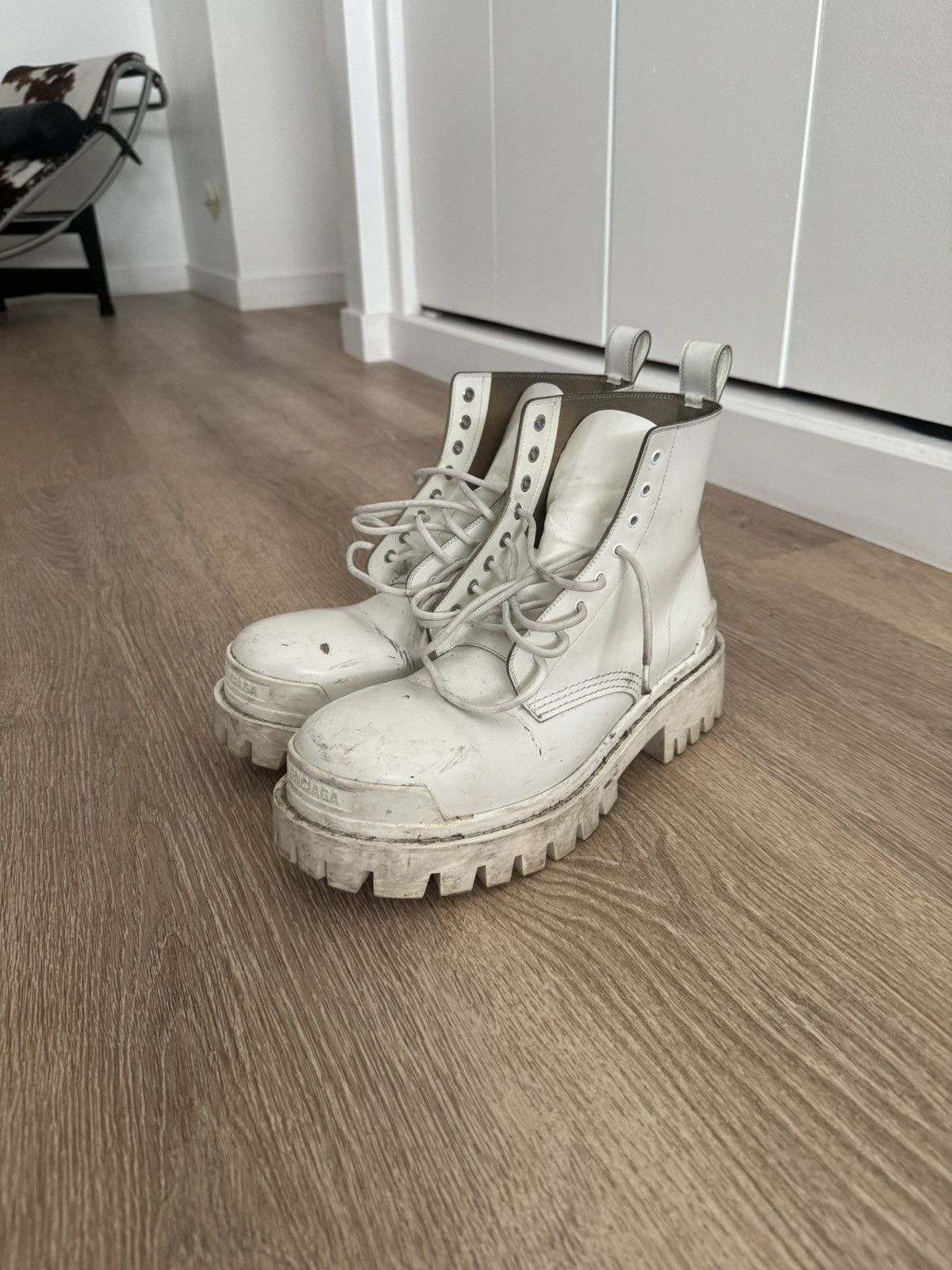Balenciaga BALENCIAGA White Strike Boots in rare size 43 US men