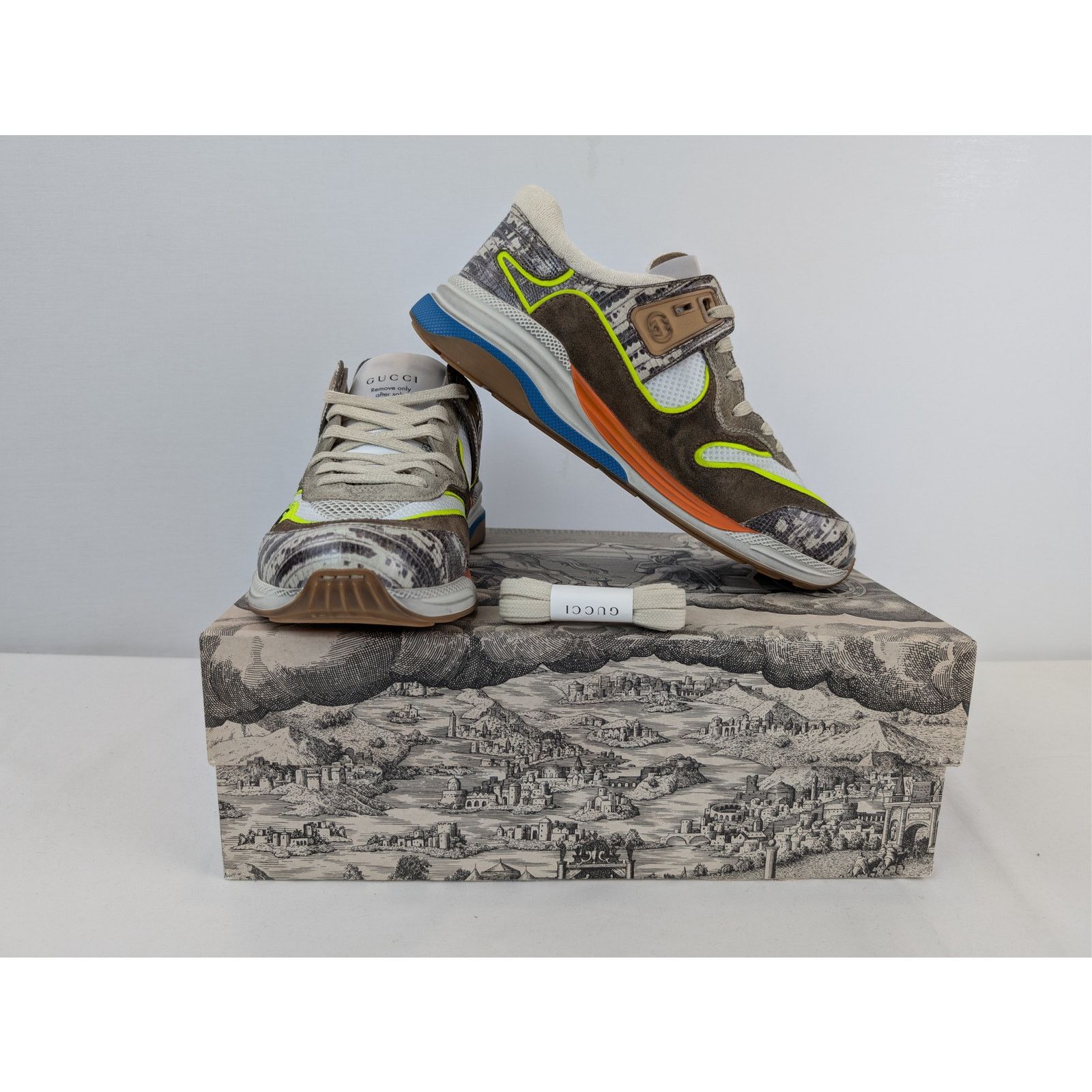 Gucci o1rshd1 Ultrapace Low-Top Sneaker Rock Tejus Printed / Brown Size US 8.5 / EU 41-42 - 19 Thumbnail