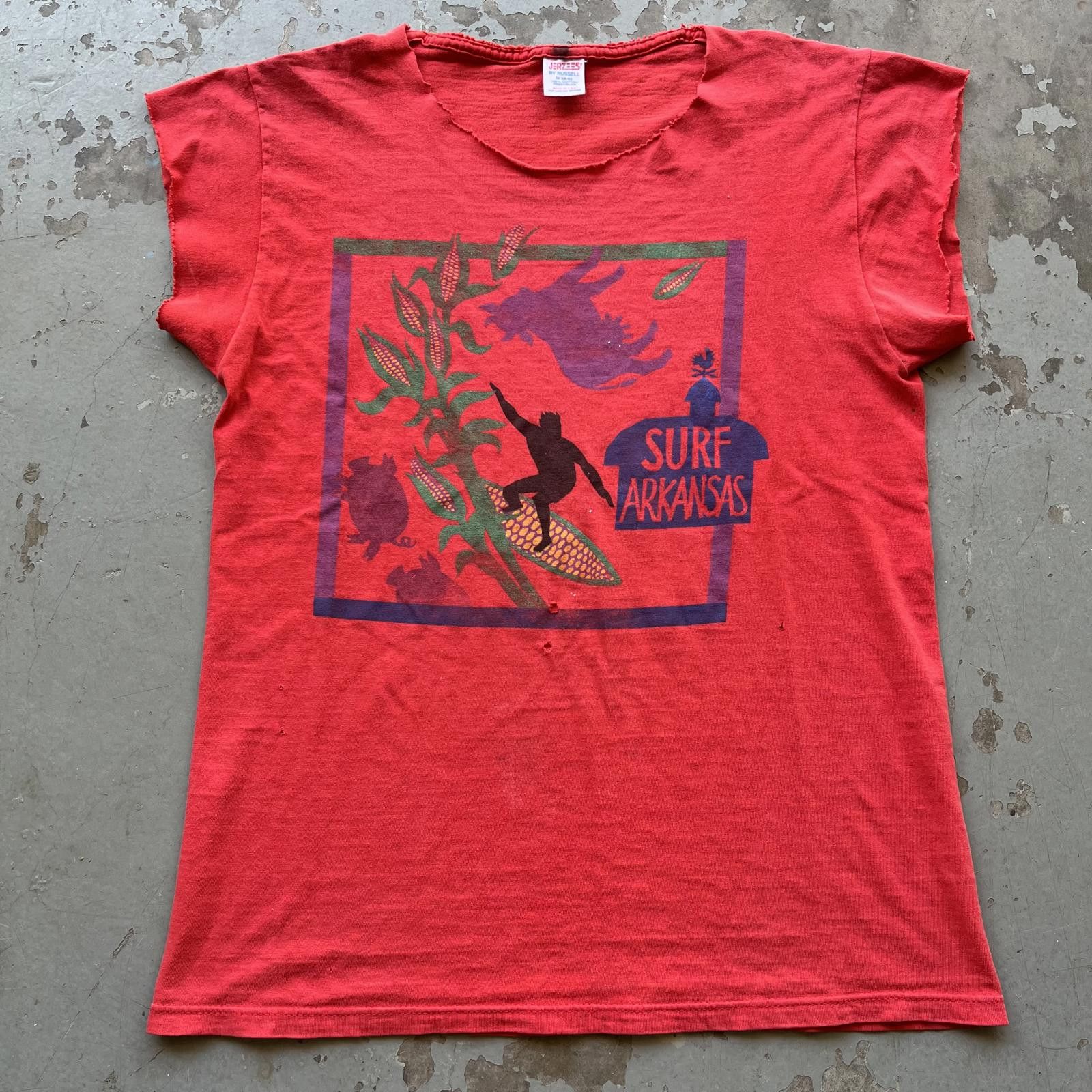 Jerzees × Vintage Vintage 80s Distressed Surf Arkansas Funny Farm Corn Shirt Size US M / EU 48-50 / 2 - 1 Thumbnail