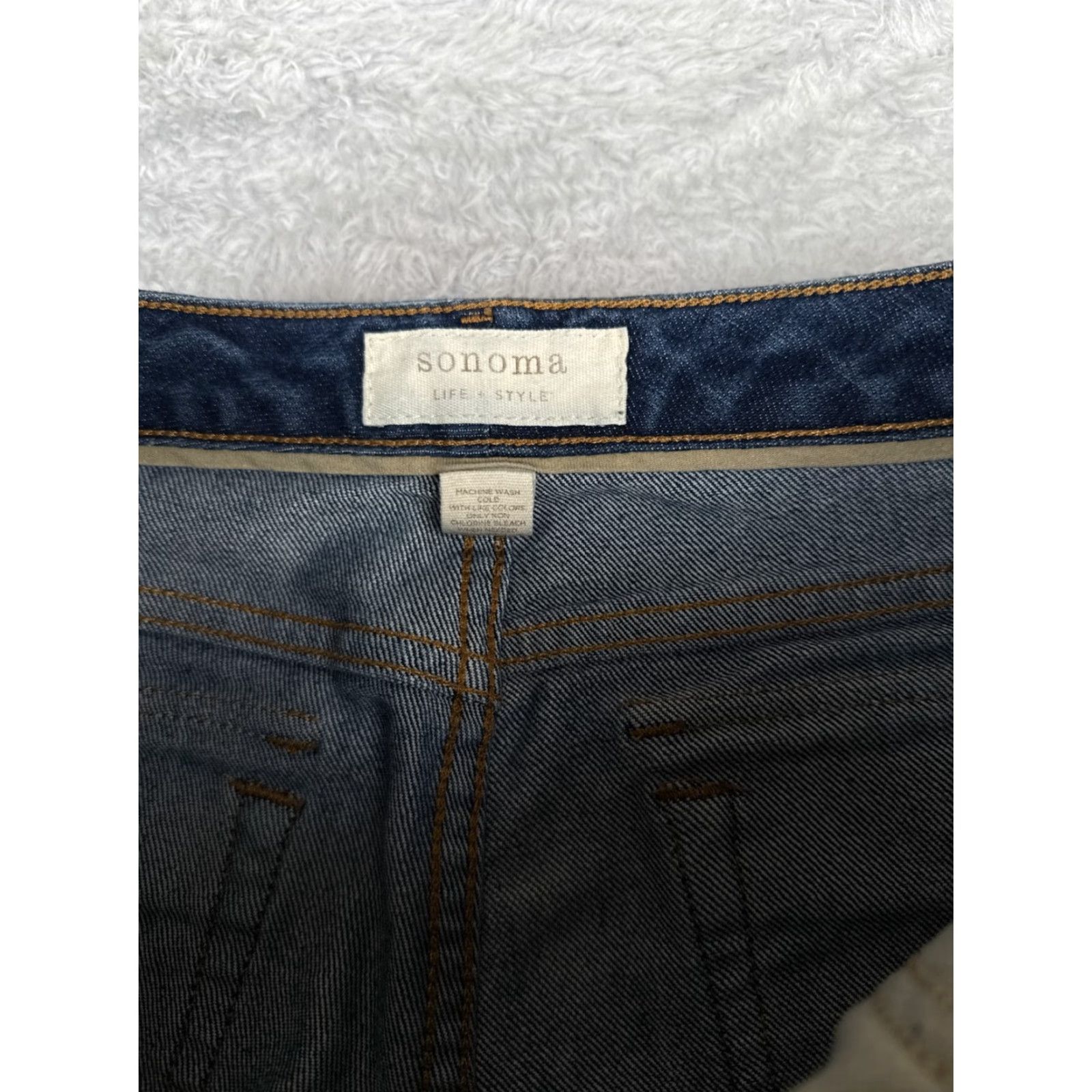 Denime VINTAGE Sonoma Women’s Bootcut Jeans 8 Regular Mid Rise Dark Blue Cotton Stretch Inseam 27" Size 30" / US 8 / IT 44 - 6 Thumbnail