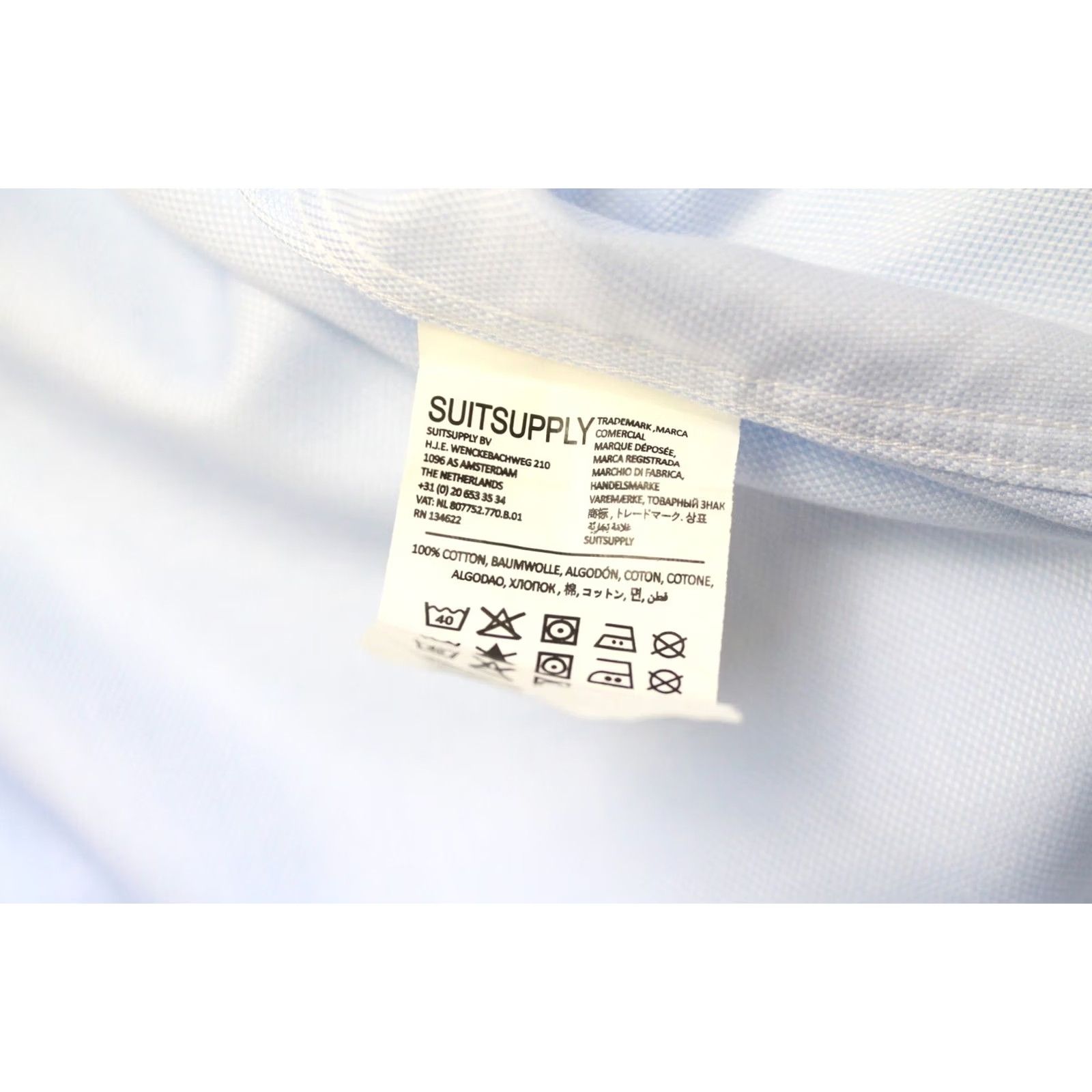 Suitsupply Suitsupply Try On Slim Fit Formal Shirt Men's 41L / 16L Cutaway Collar Blue Shirt Size 42R - 7 Thumbnail