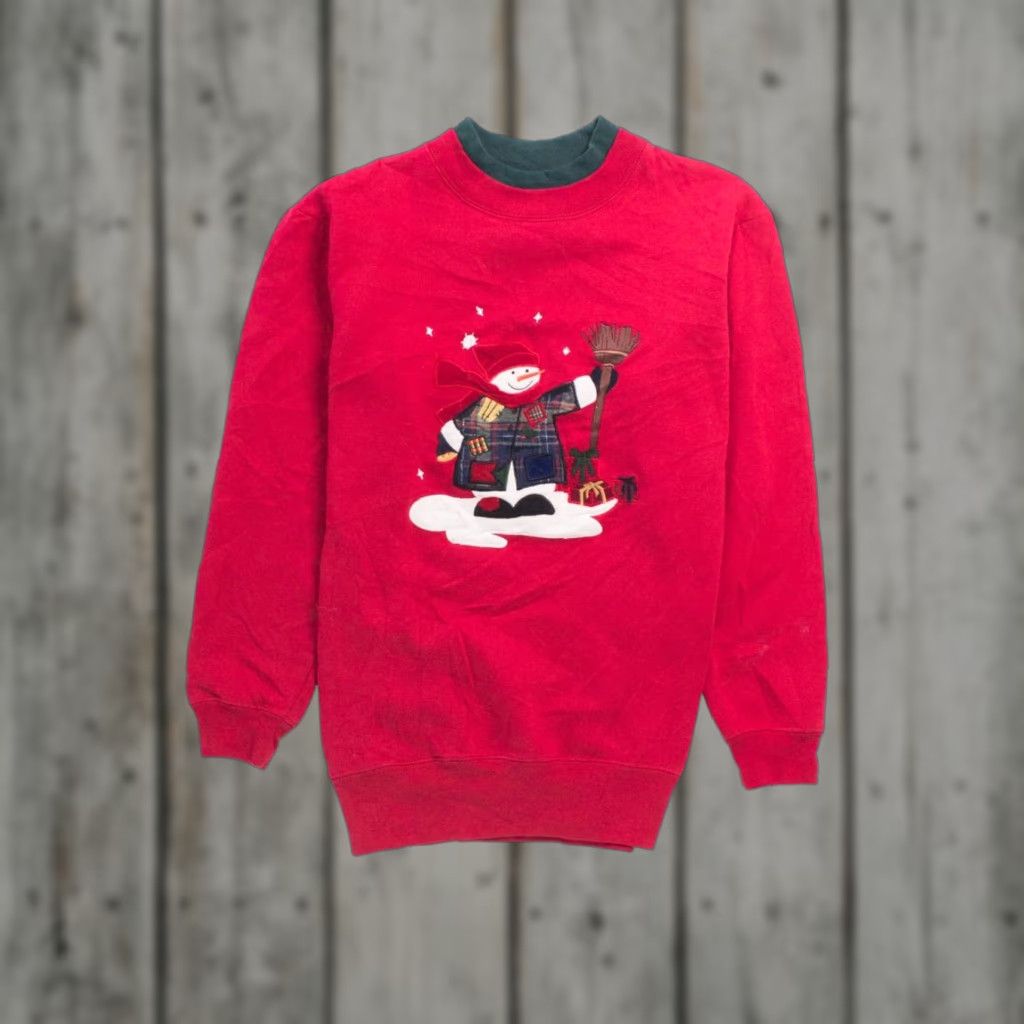 Vintage VINTAGE Red Ugly Christmas Sweatshirt 55852 Small Christmas Red Snowmen Cotton Polyester Womens Mens Fit XL Large 1990s Ragstock Size S / US 4 / IT 40 - 1 Thumbnail