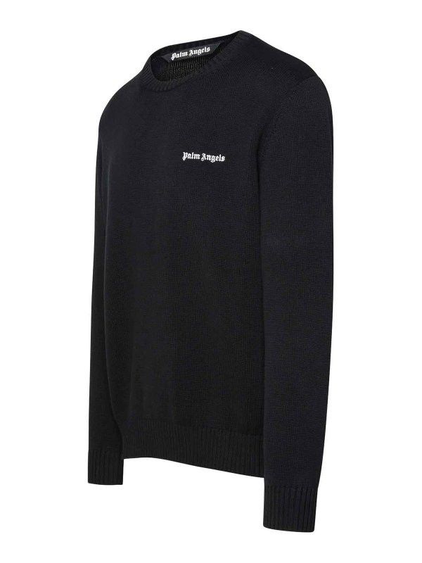 Palm Angels o1y0325 Logo Crewneck Sweater in Black Size US M / EU 48-50 / 2 - 2 Thumbnail