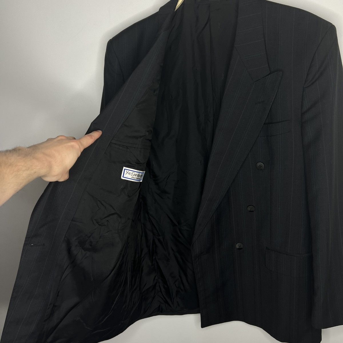 Yves Saint Laurent 90S VINTAGE YSL POUR HOMME DOUBLE BREASTED BLAZER SUIT Size 42R - 7 Thumbnail