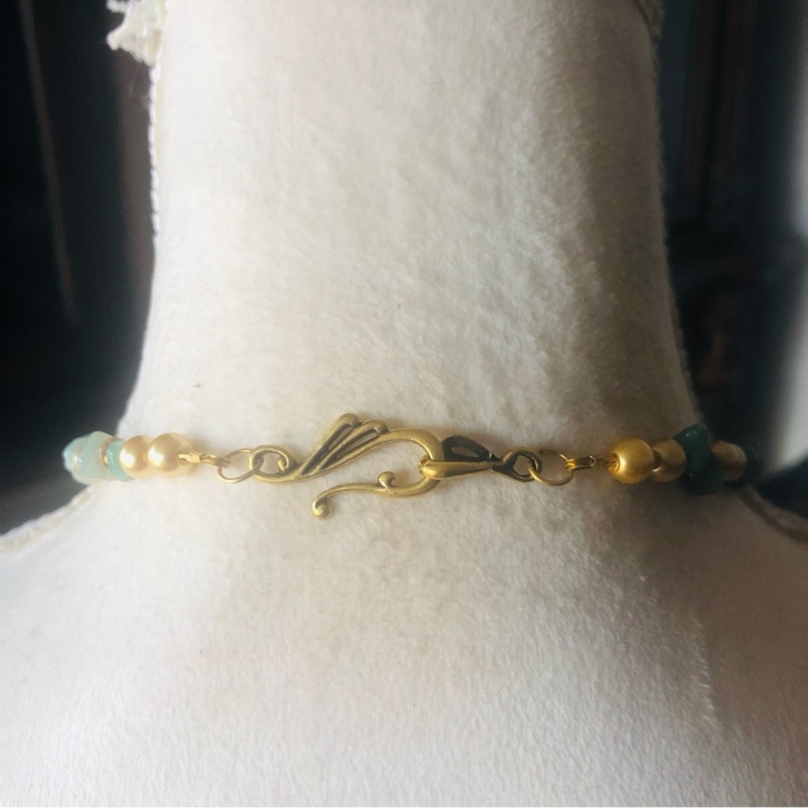 Handmade Handcrafted repurpose elegant stone enamel Pearl necklace Size ONE SIZE - 7 Thumbnail