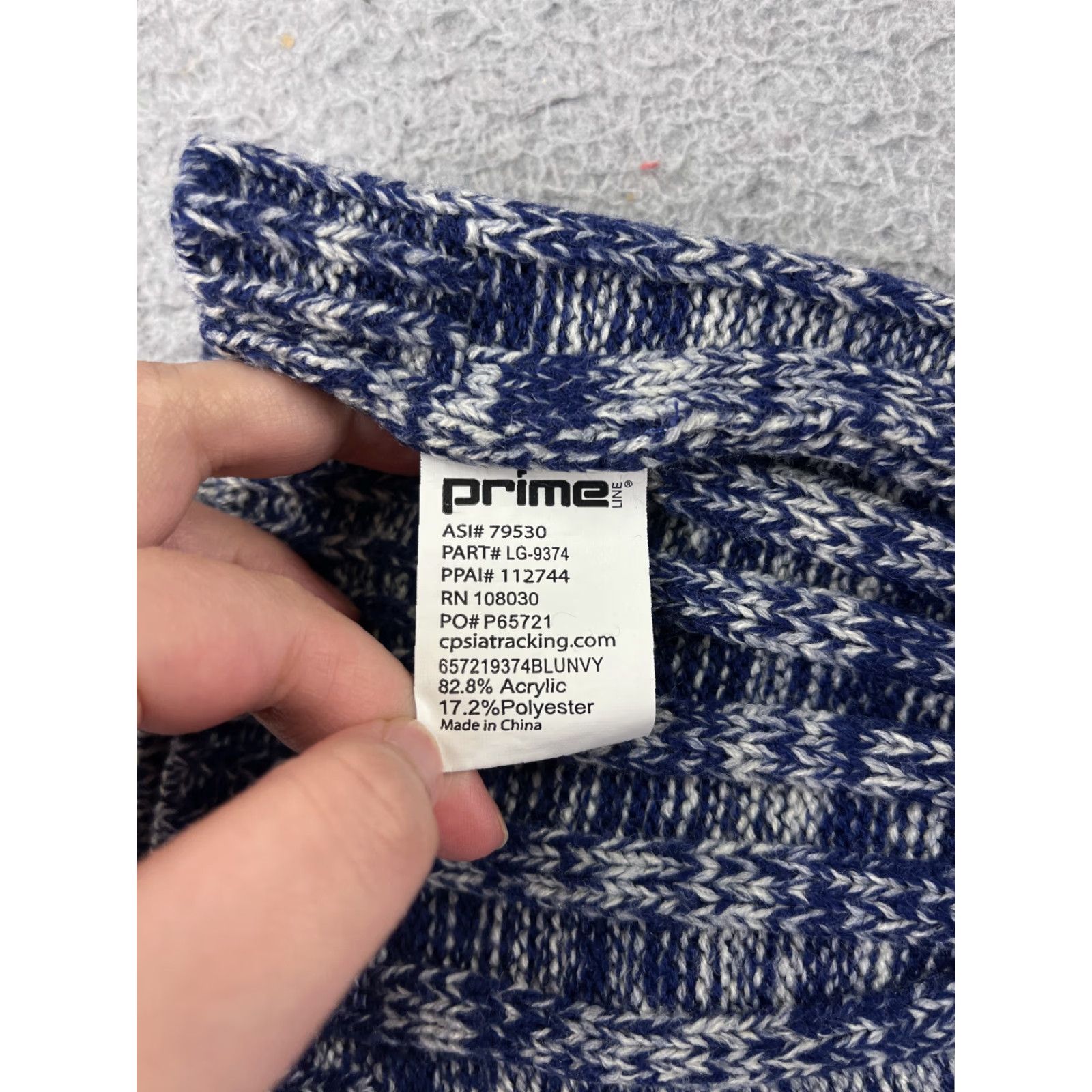 Vintage Prime Line Beanie Toque Adult One Size Blue White Knit Acrylic Polyester Blend Size ONE SIZE - 6 Thumbnail