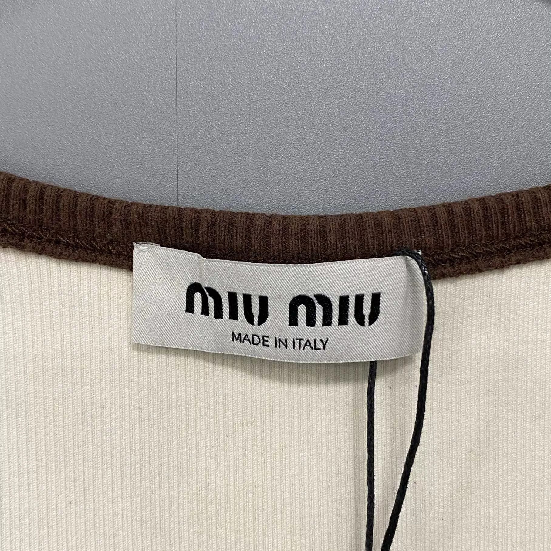 Miu Miu MIUMIU beige color blocked knit camisole L Size L / US 10 / IT 46 - 4 Thumbnail