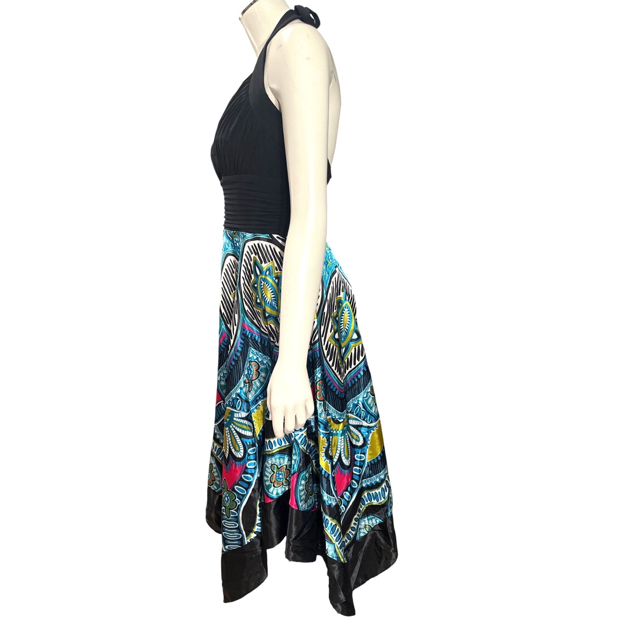 Other Signature by Sangria Size Small Black Blue Halter Dress Hand Size S / US 4 / IT 40 - 3 Thumbnail