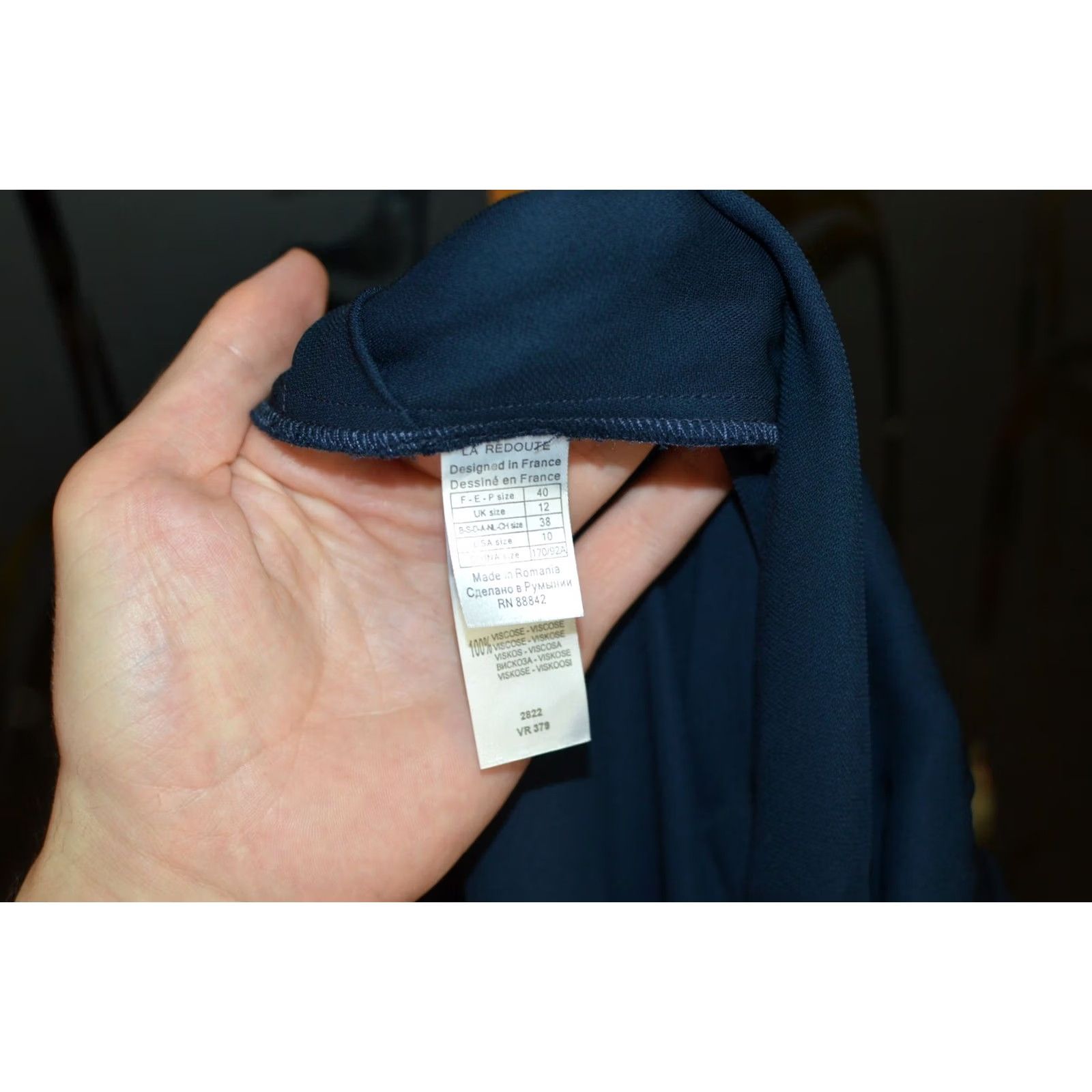 Vintage Wmns Sezane x La Redoute Viscose Jumpsuit Made in Romania Size 40 Blue Size 27" / US 4 / IT 40 - 4 Thumbnail
