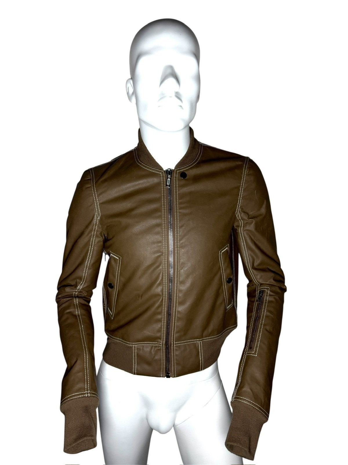 Rick Owens Drkshdw Rick Owens DRKSHDW Caramel Leather Bomber Jacket – FW17 Size US S / EU 44-46 / 1 - 1 Thumbnail