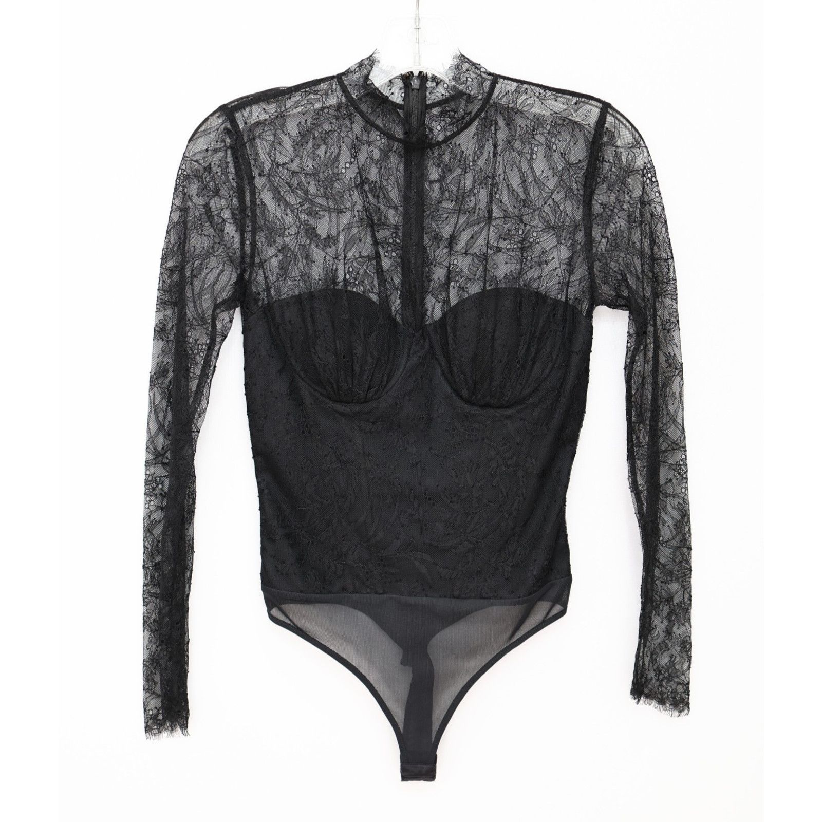 Jonathan Simkhai JONATHAN SIMKHAI Black Lace High Neck Sheer Bodysuit Size 0 Size XS / US 0-2 / IT 36-38 - 2 Thumbnail