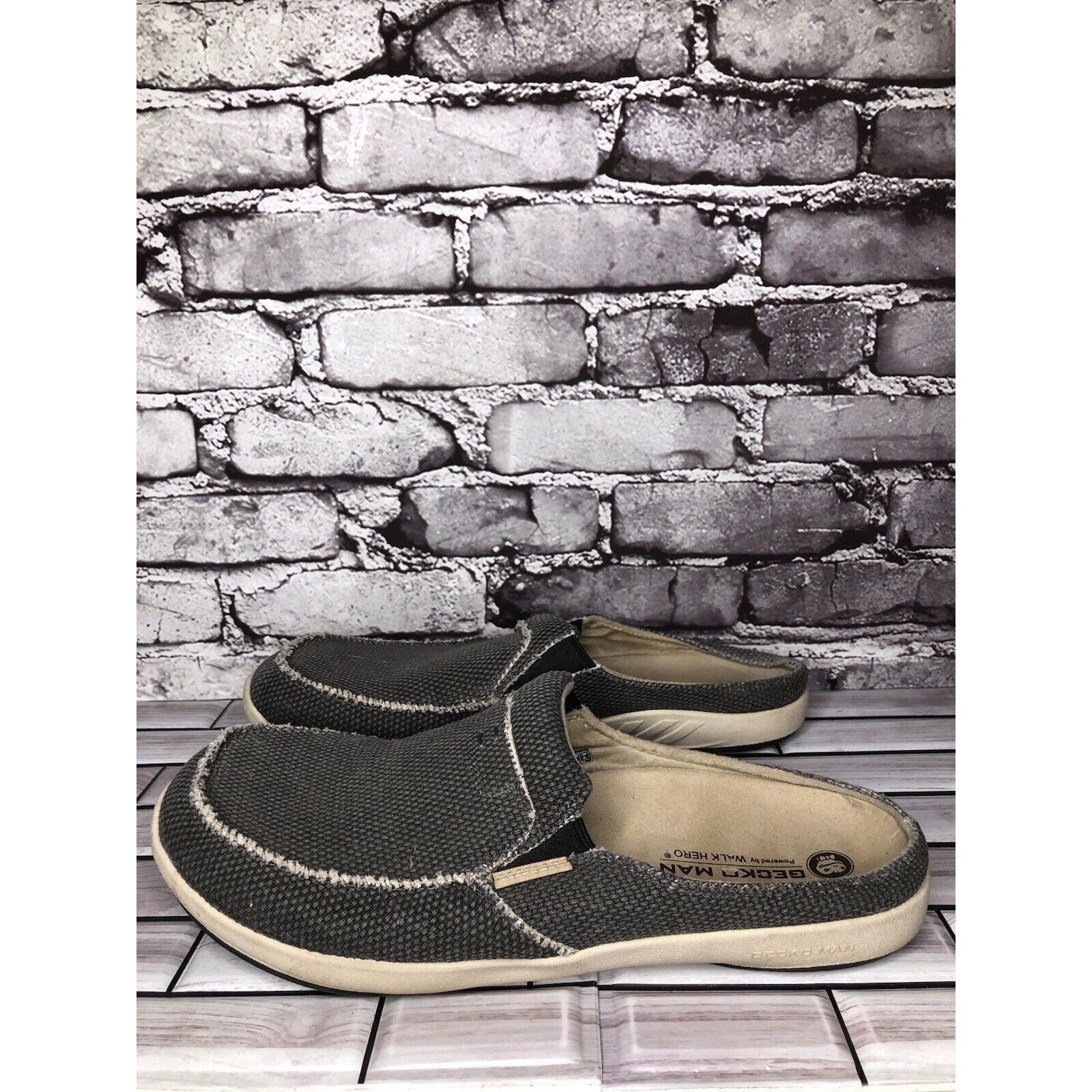 Other Gecko Man Walk Hero Arch Support Gray Canvas Fabric Mules Sh Size US 13 / EU 46 - 8 Thumbnail