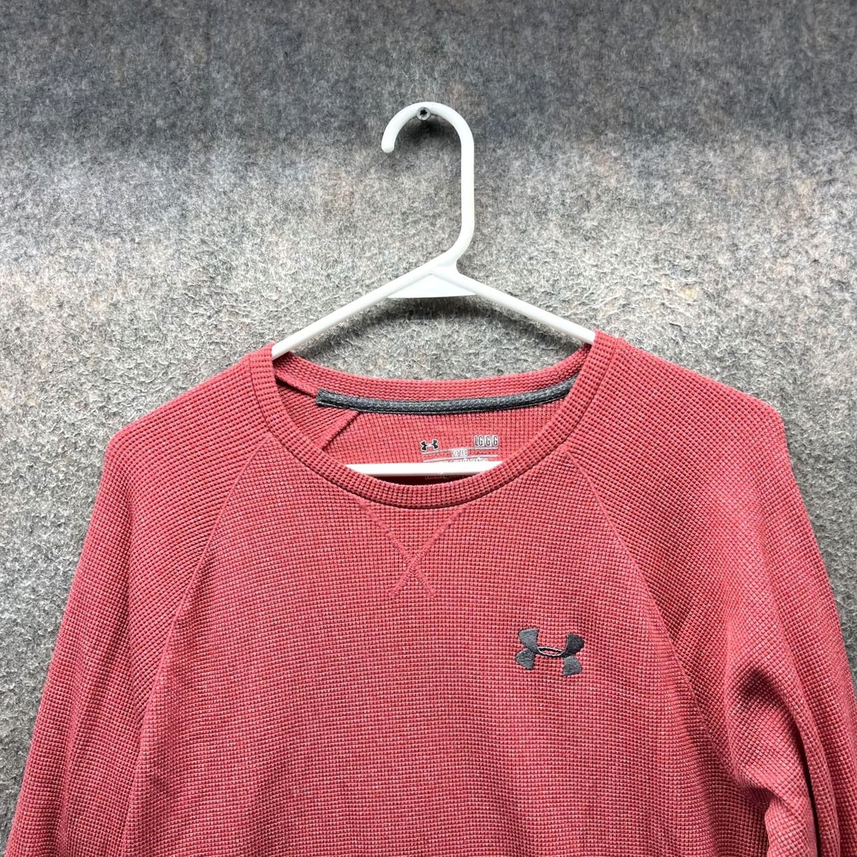 Under Armour Under Armour Shirt Mens Large Red HeatGear Fitted Waffle Thermal Long Sleeve Shirt Size US L / EU 52-54 / 3 - 7 Thumbnail