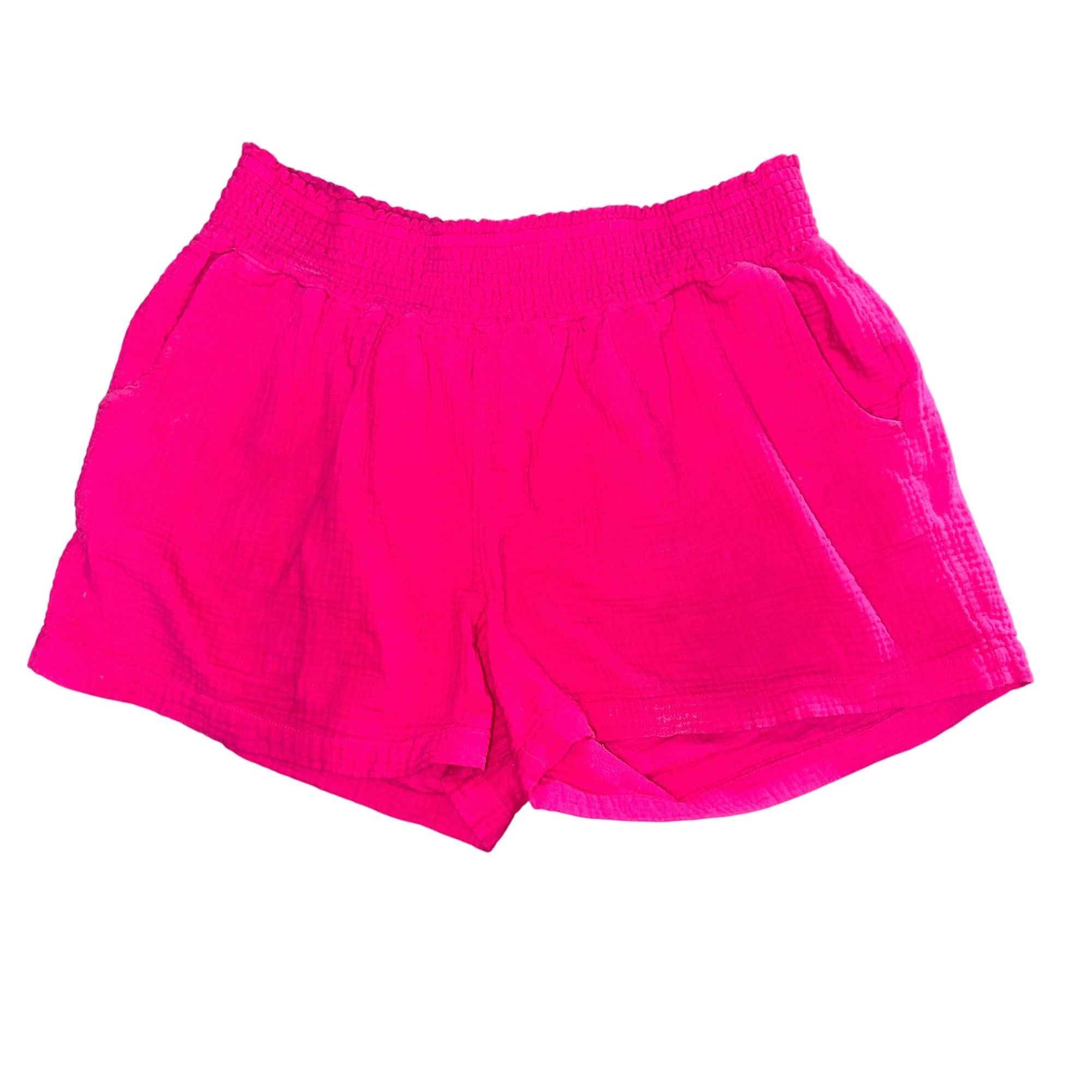Other Three Dots Double Gauze Fuchsia Pink Shorts Elastic Waist Al Size 32" / US 10 / IT 46 - 2 Thumbnail