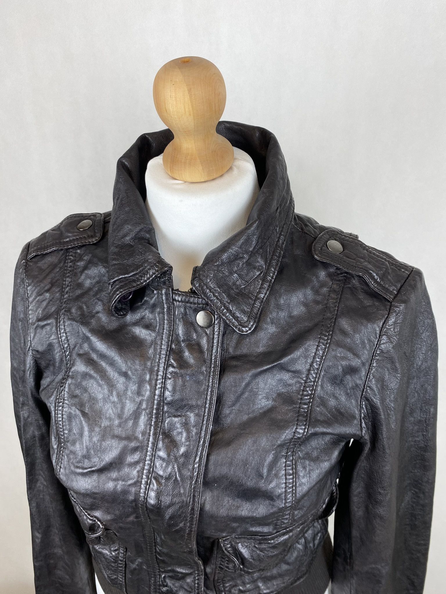 Genuine Leather × Vintage real leather cropped jacket genuine Size S / US 4 / IT 40 - 8 Thumbnail