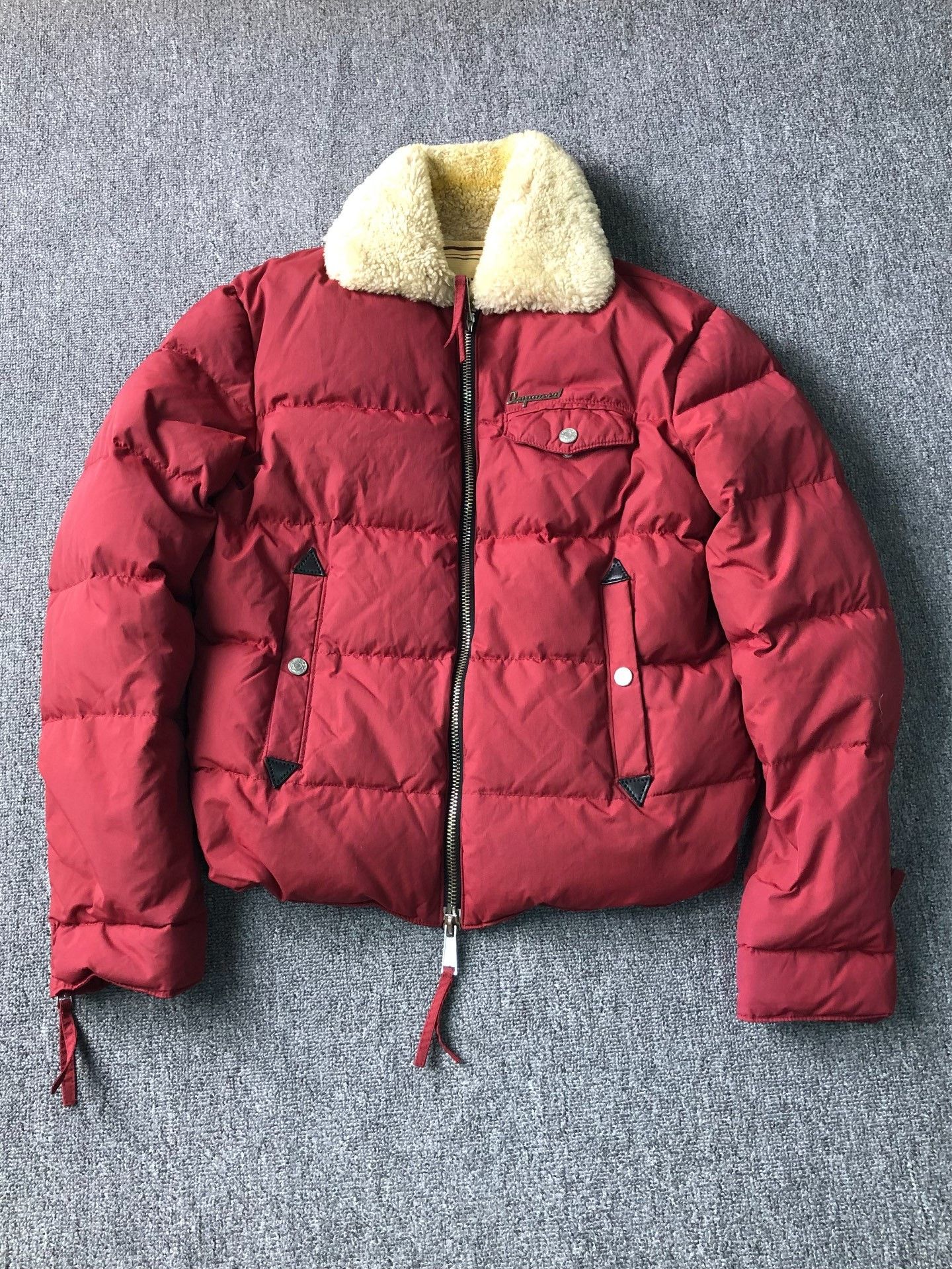 Dsquared2 Dsquared2 Red Shearling Collar Vintage Down Jacket Size US M / EU 48-50 / 2 - 1 Thumbnail