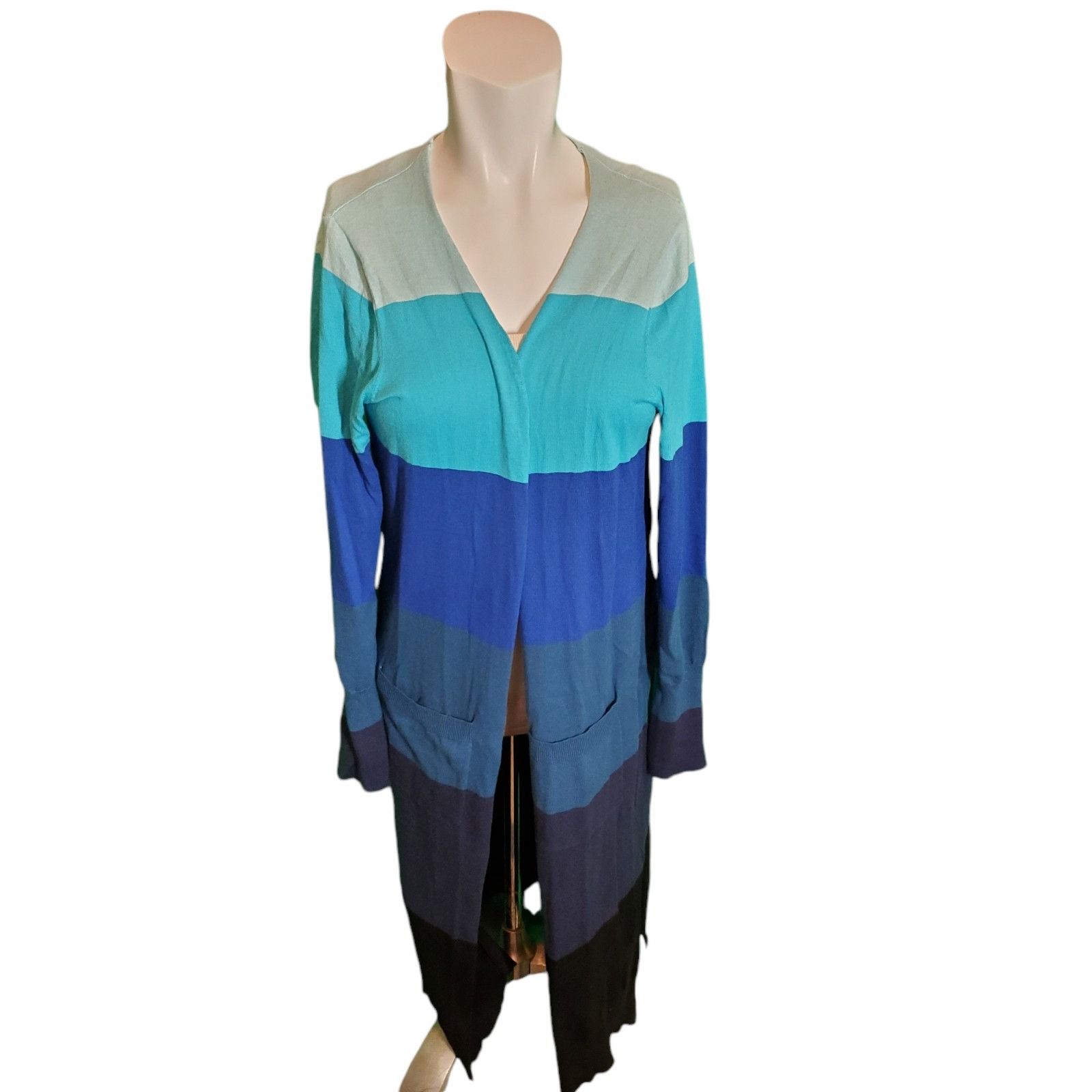 Other Wispr by Brodie Ocean Color Block Cardigan Cotton Silk Duste Size S / US 4 / IT 40 - 1 Thumbnail