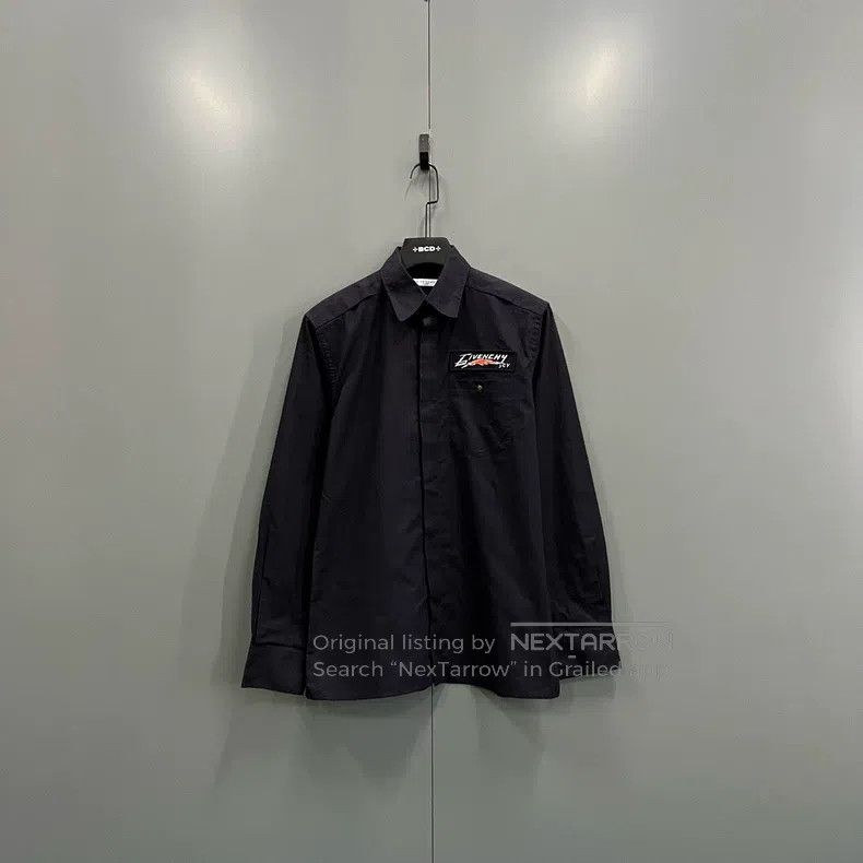 Givenchy Givenchy Size39 Black Embroidered Small Logo Shirt Size US M / EU 48-50 / 2 - 1 Thumbnail