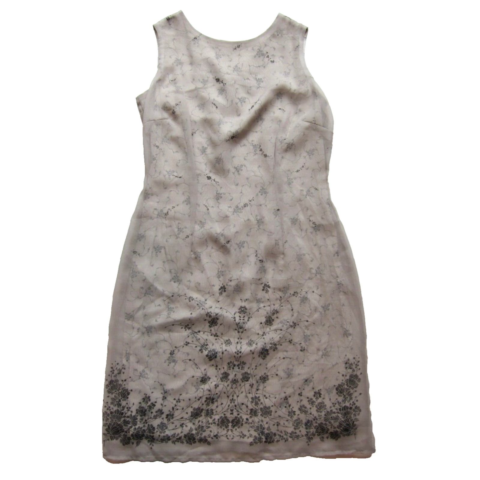 Vintage VINTAGE Hillard & Hanson Ivory Black Lined Lace Floral Sleeveless Tank Dress 4 Size S / US 4 / IT 40 - 2 Thumbnail