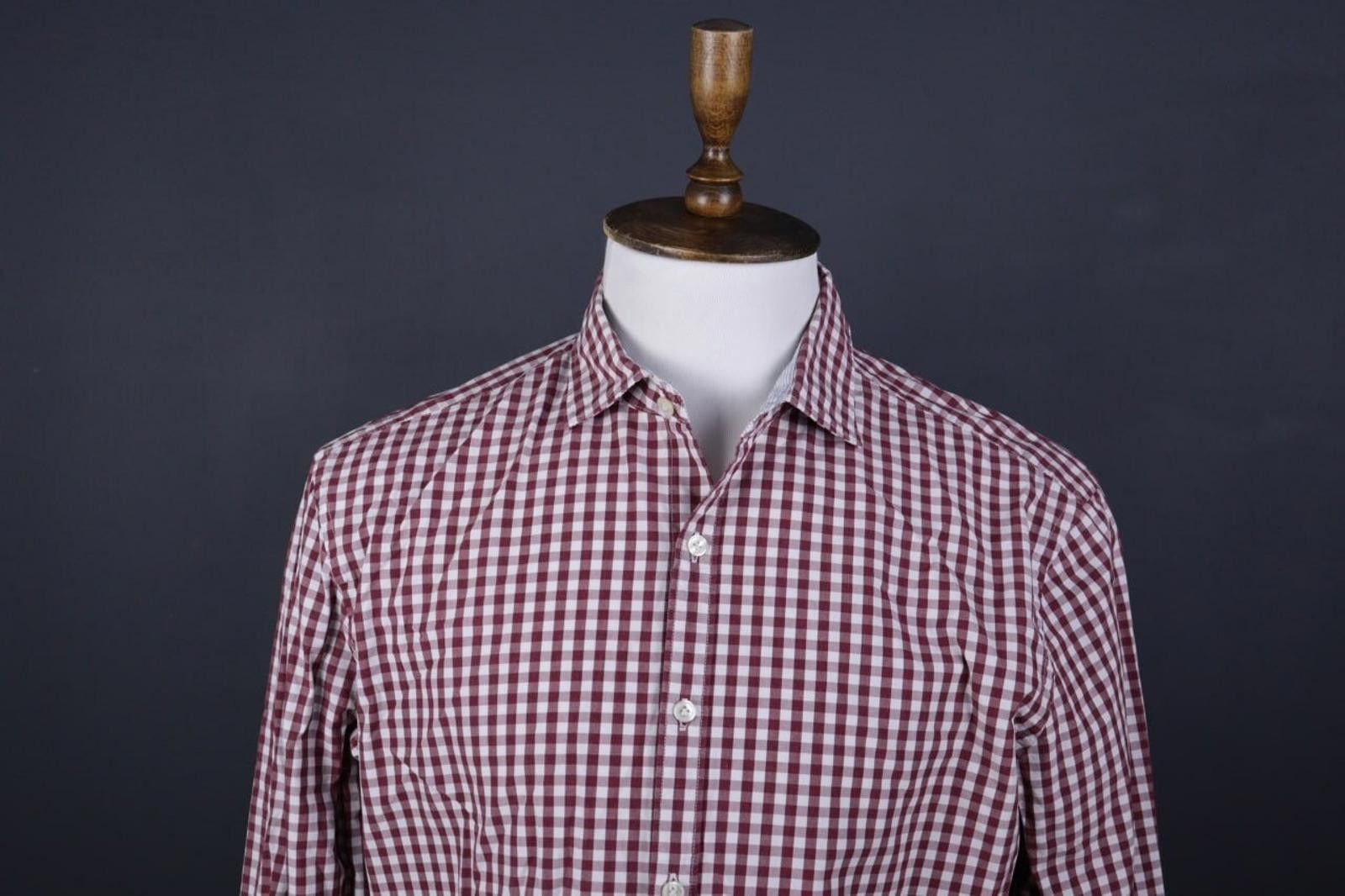 Designer Boggi Milano Red Check Button Down Shirt Size L 42 ? Size US L / EU 52-54 / 3 - 2 Thumbnail
