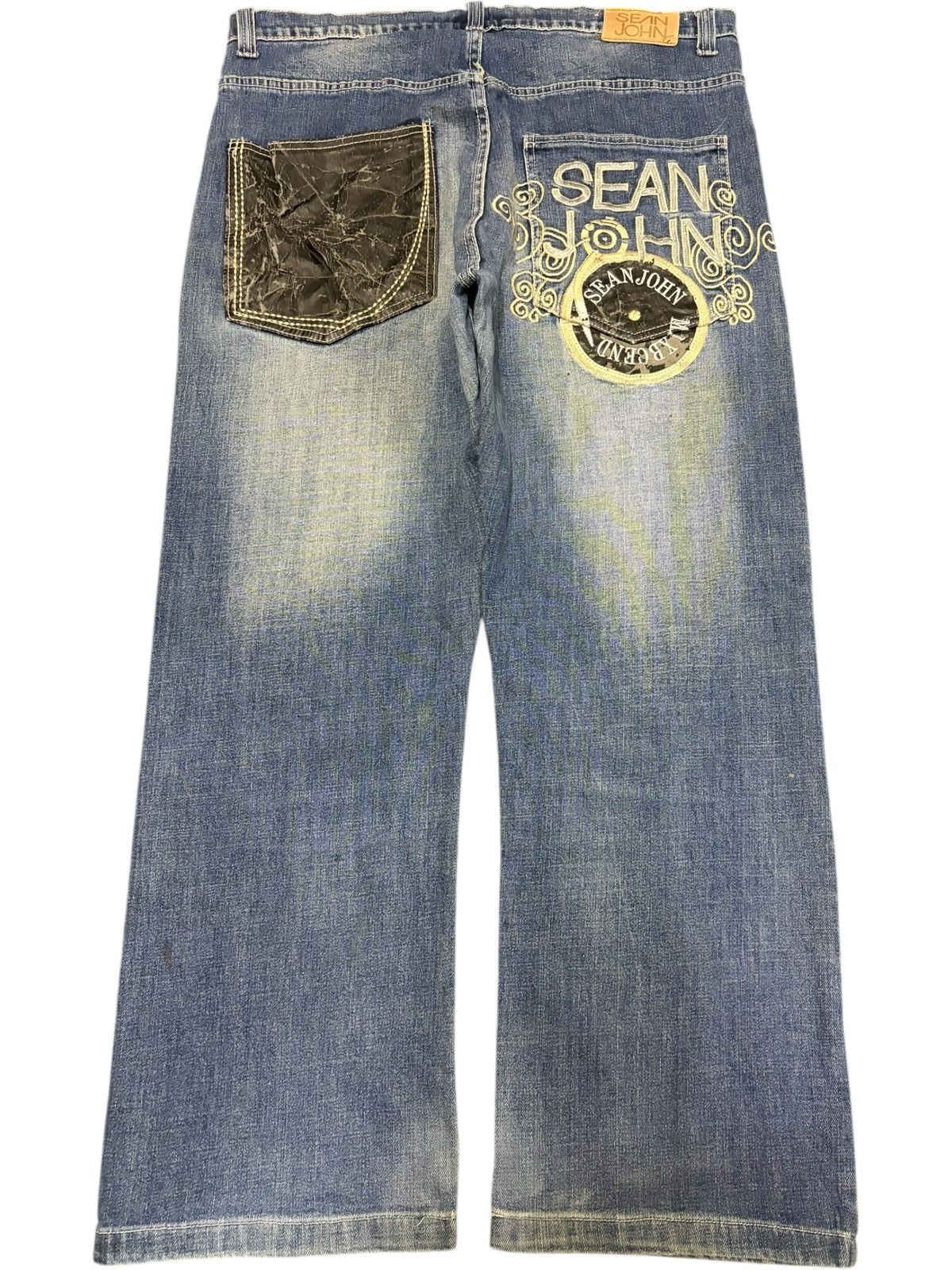 Sean John Vintage Sean John Embroidered Distress Baggy Jeans Size US 37 - 2 Thumbnail