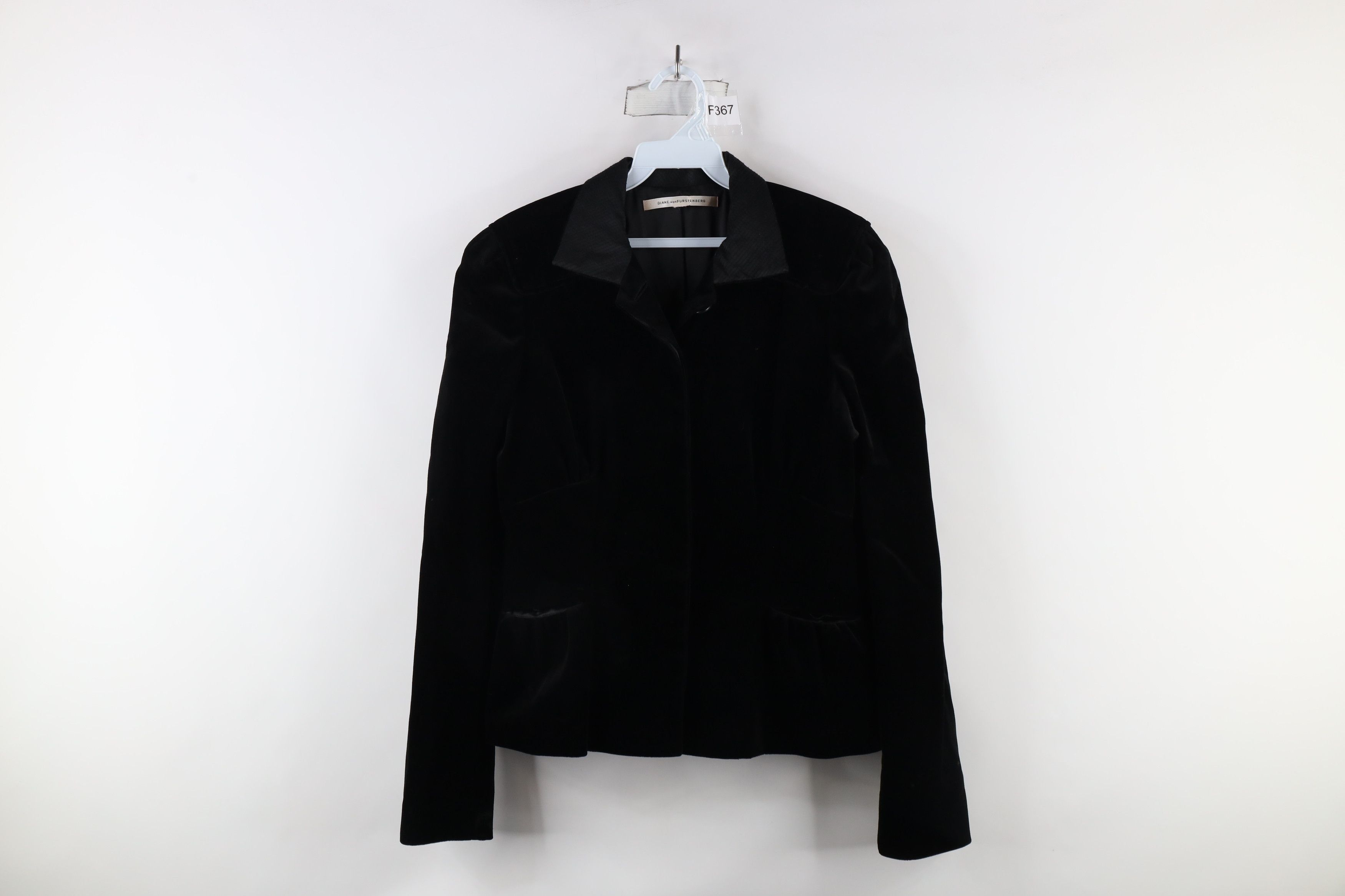Diane von Furstenberg × Vintage Diane von Furstenberg Lucille Velvet Velour Jacket Black Size M / US 6-8 / IT 42-44 - 1 Thumbnail