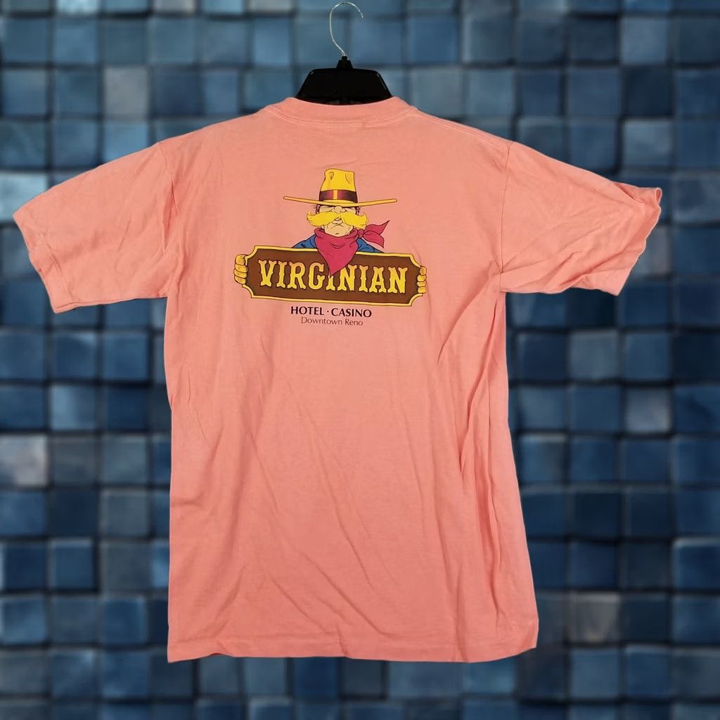 Pinko VINTAGE Virginian Reno Nevada Casino T Shirt M Pink Cowboy Western Gambling Men Shirt 90s Size US M / EU 48-50 / 2 - 1 Thumbnail