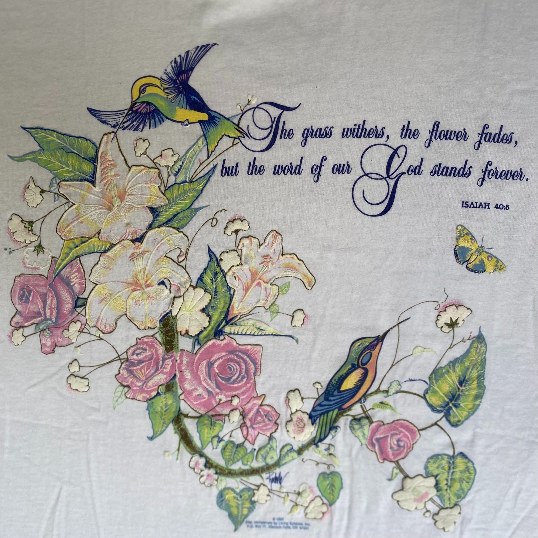 Vintage Vintage 90s Floral Nature Shirt Cute Birds Flowers God Tee Size US M / EU 48-50 / 2 - 3 Thumbnail
