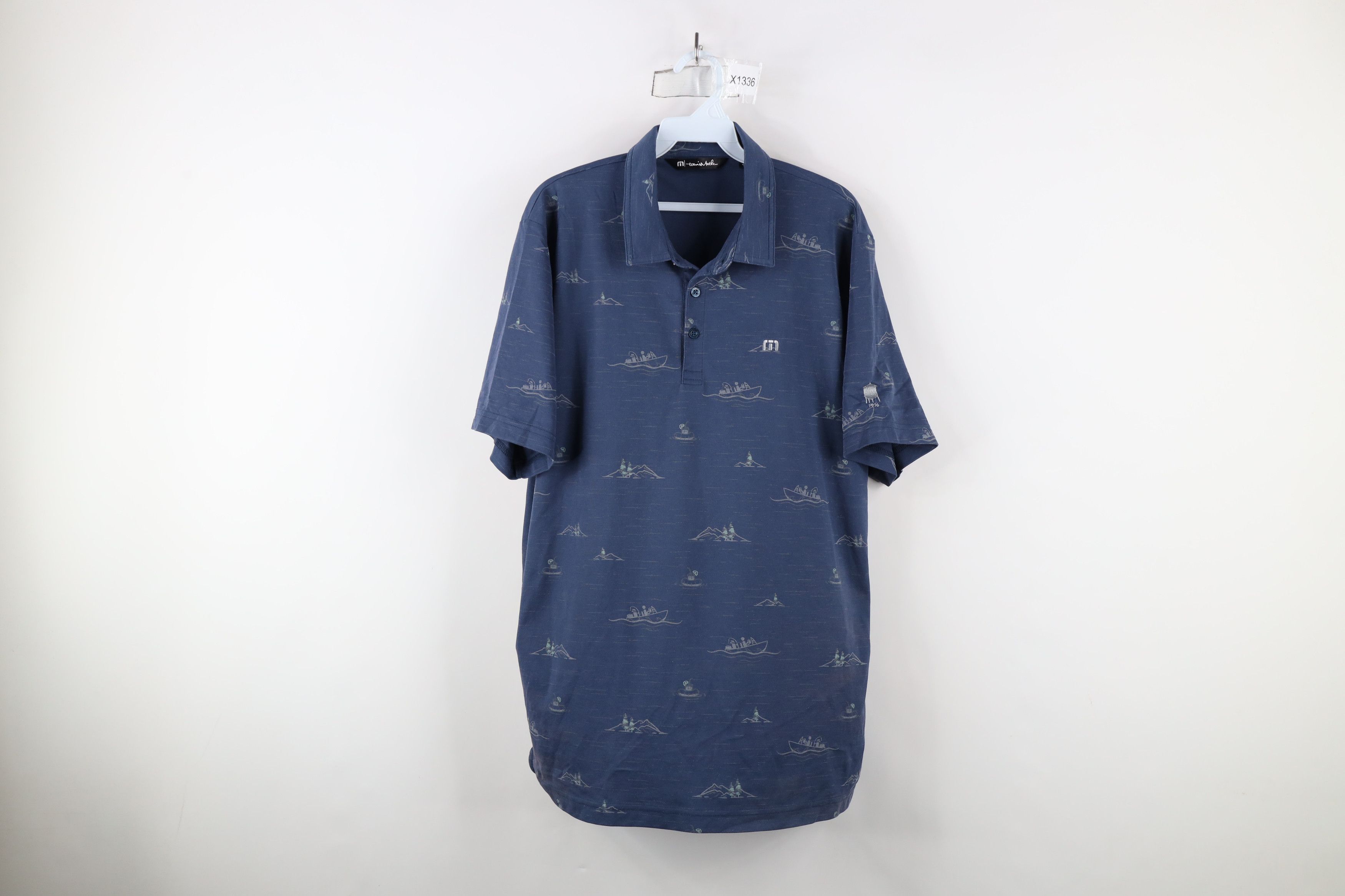 TravisMathew × Vintage Travis Mathew Boat Mountain All Over Print Knit Golf Polo Size US XL / EU 56 / 4 - 1 Thumbnail
