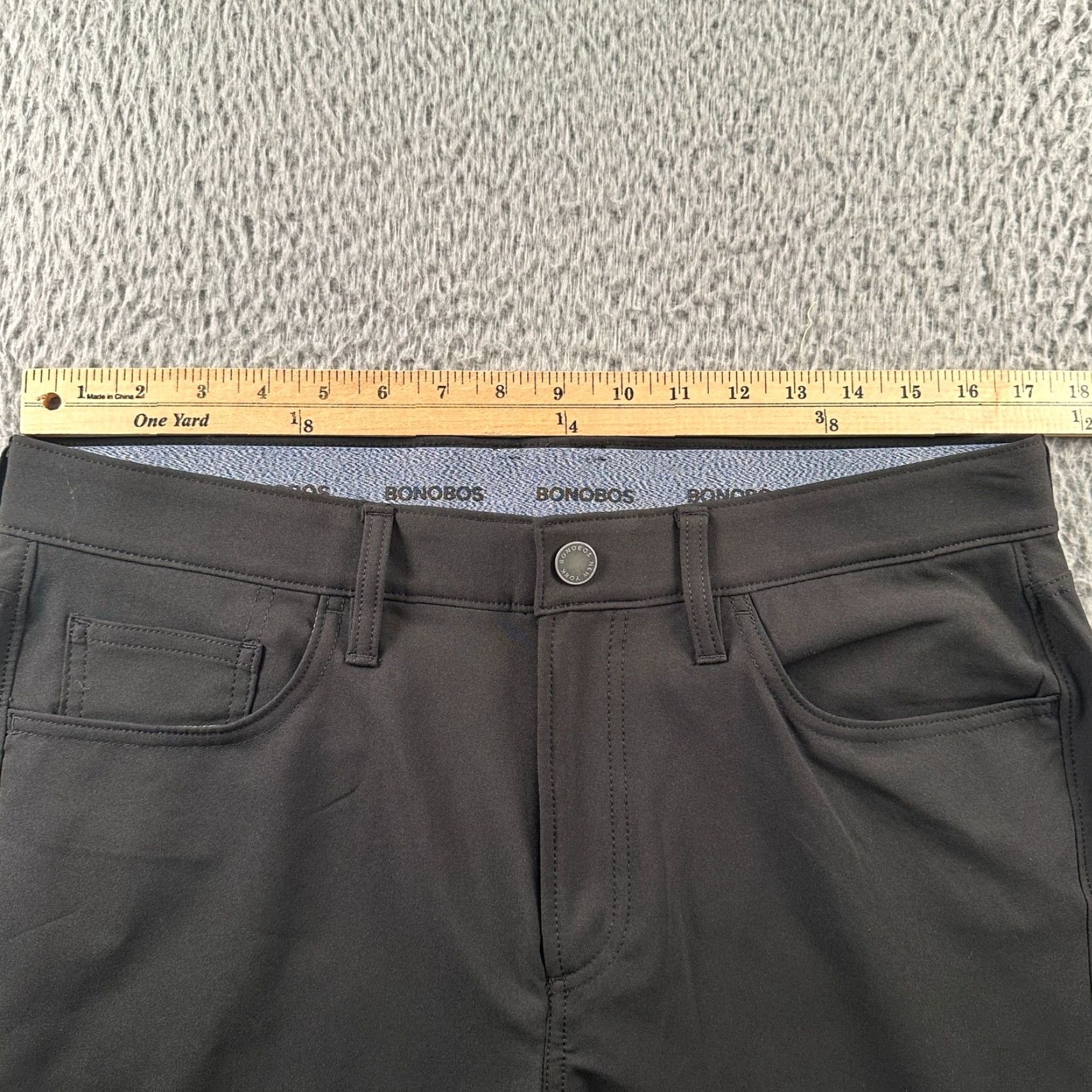 Bonobos Bonobos Golf Pants Mens 33x34 Slim Black Stretch Performance Straight Polyester Flat Front Button Front Pants Sports Mens Size US 33 - 4 Thumbnail