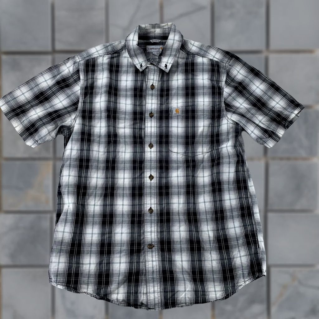 Carhartt Carhartt Mens Medium Black Plaid Relaxed Fit Short Sleeve Button Down Shirt Size US M / EU 48-50 / 2 - 1 Thumbnail