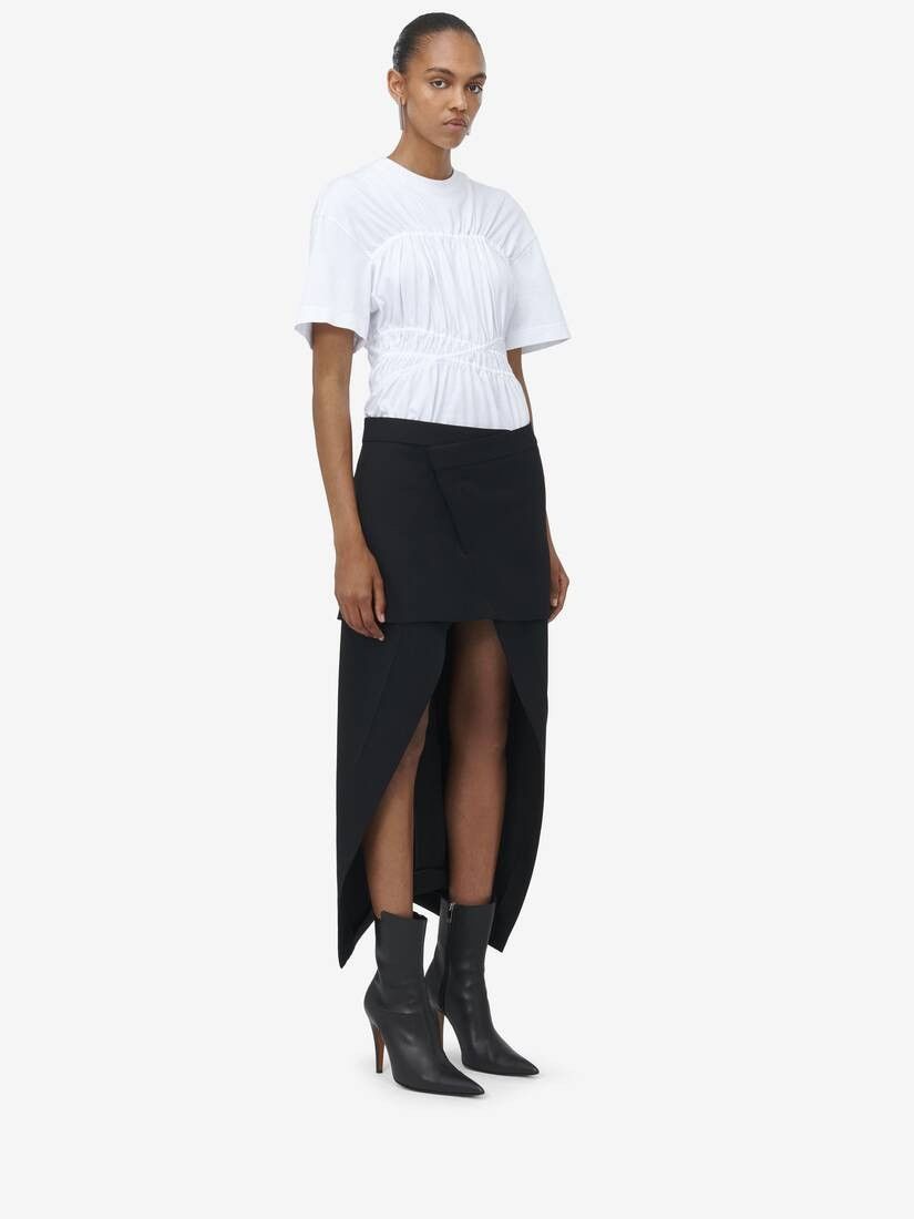 Alexander McQueen o1srvl11e0326 Asymmetric Skirt in Black Size 25" / US 0 / IT 36 - 3 Thumbnail