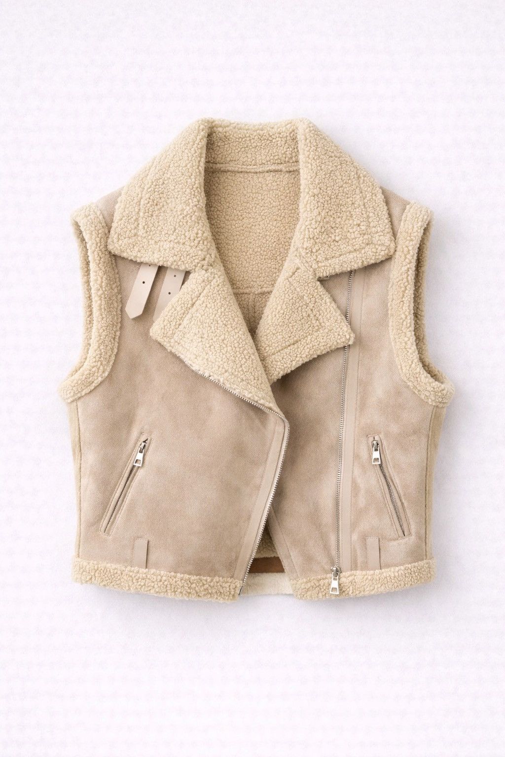 Other Terra Faux Shearling Vest Camel BikerStyle Sleeveless Jacket Size M / US 6-8 / IT 42-44 - 2 Thumbnail